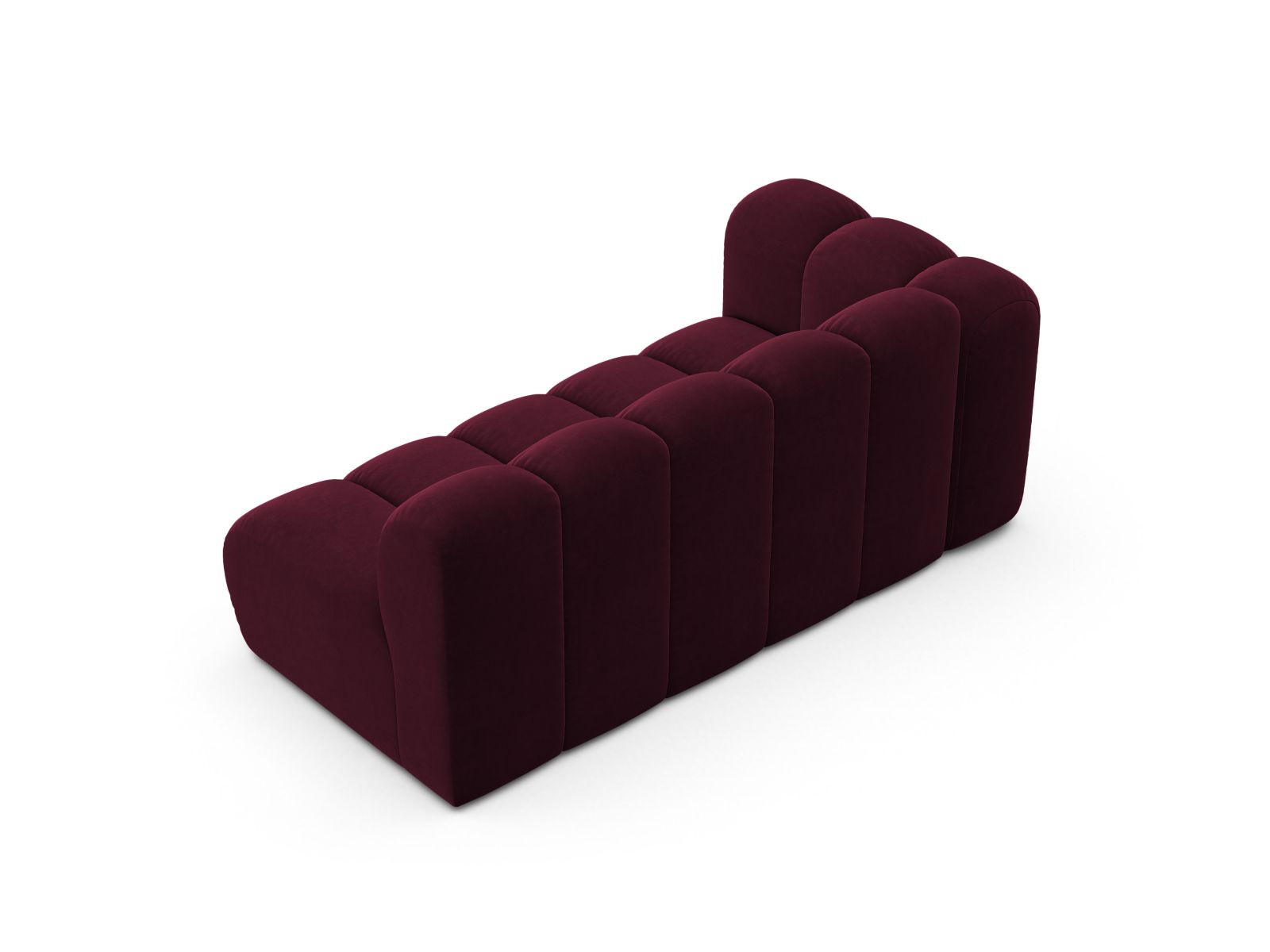 Velvet Left Modular Sofa, "Lupine", 3 Seats, 175x95x70