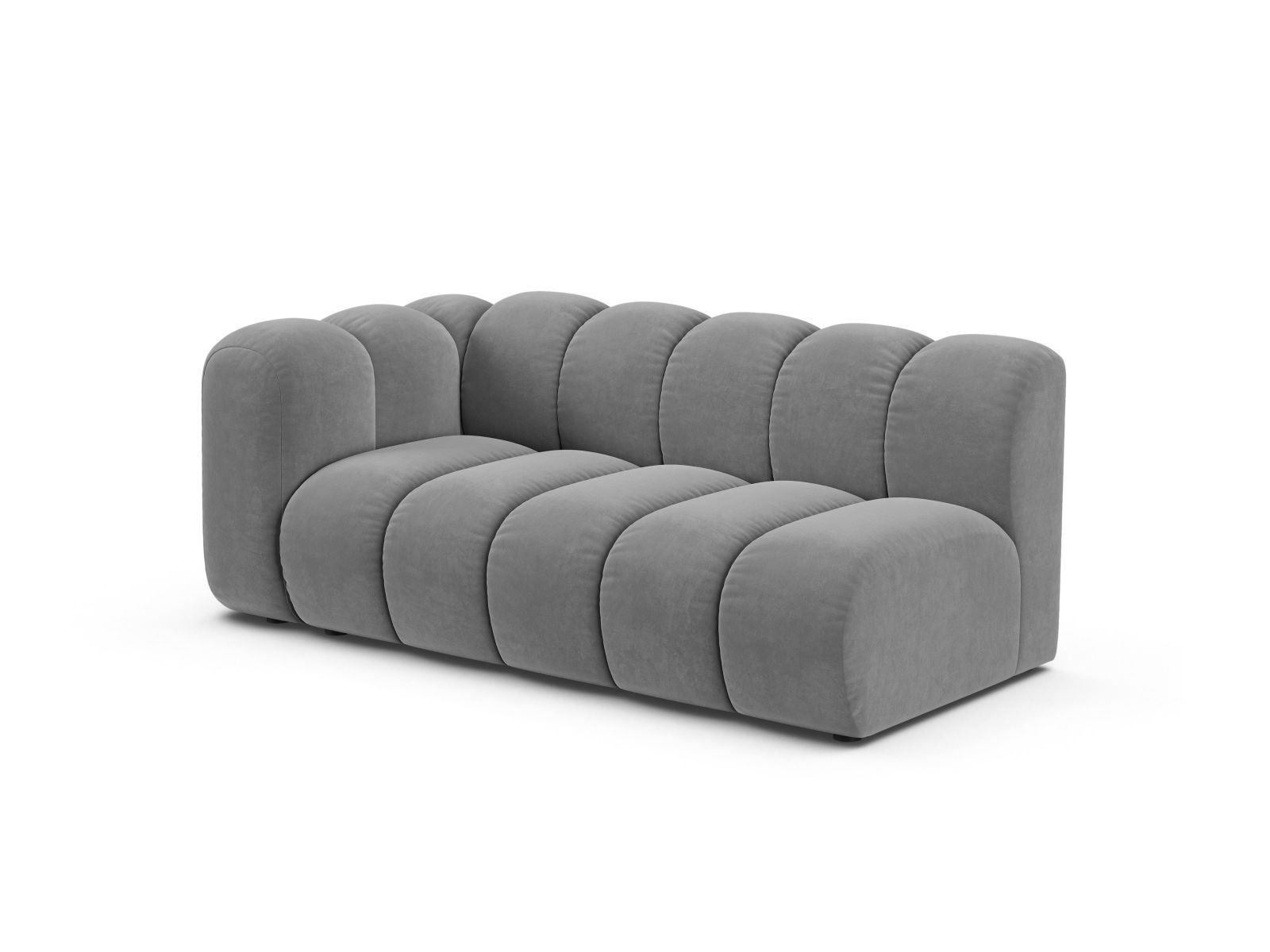 Velvet Left Modular Sofa, "Lupine", 3 Seats, 175x95x70
