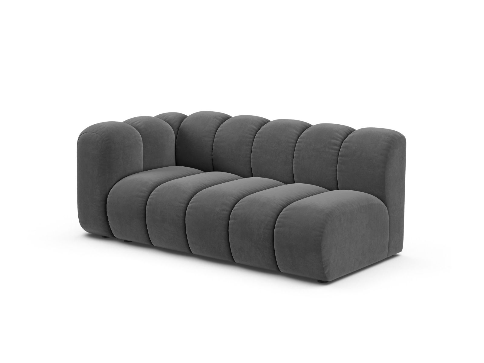 Velvet Left Modular Sofa, "Lupine", 3 Seats, 175x95x70