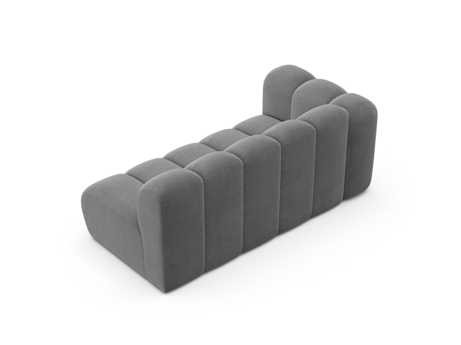 Velvet Left Modular Sofa, "Lupine", 3 Seats, 175x95x70