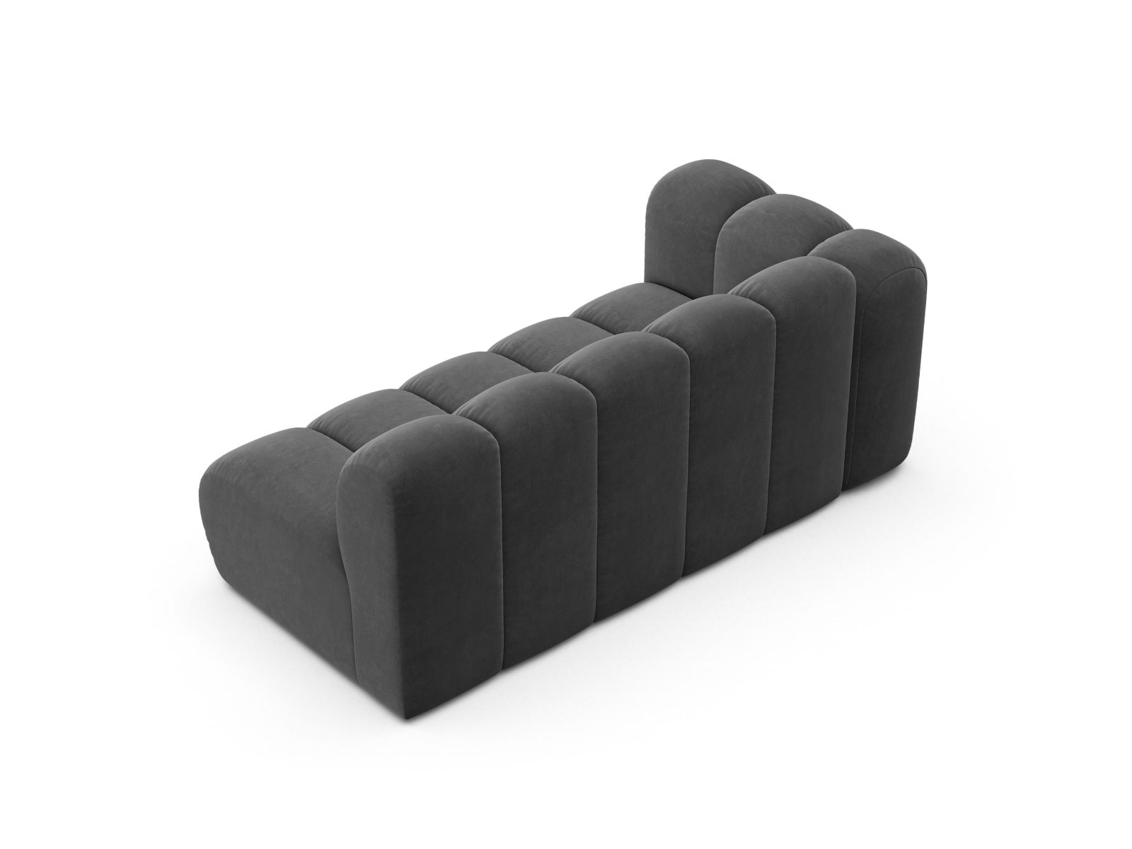 Velvet Left Modular Sofa, "Lupine", 3 Seats, 175x95x70