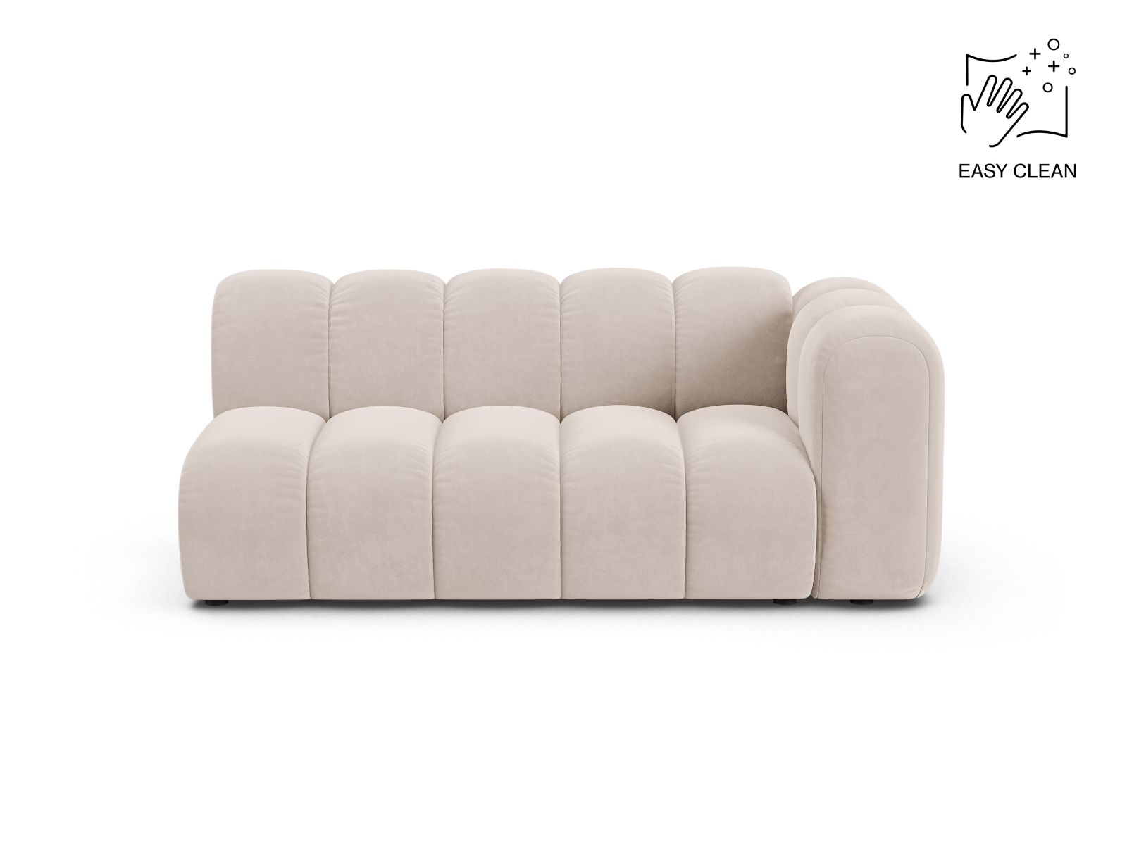 Velvet Right Modular Sofa, "Lupine", 3 Seats, 175x95x70