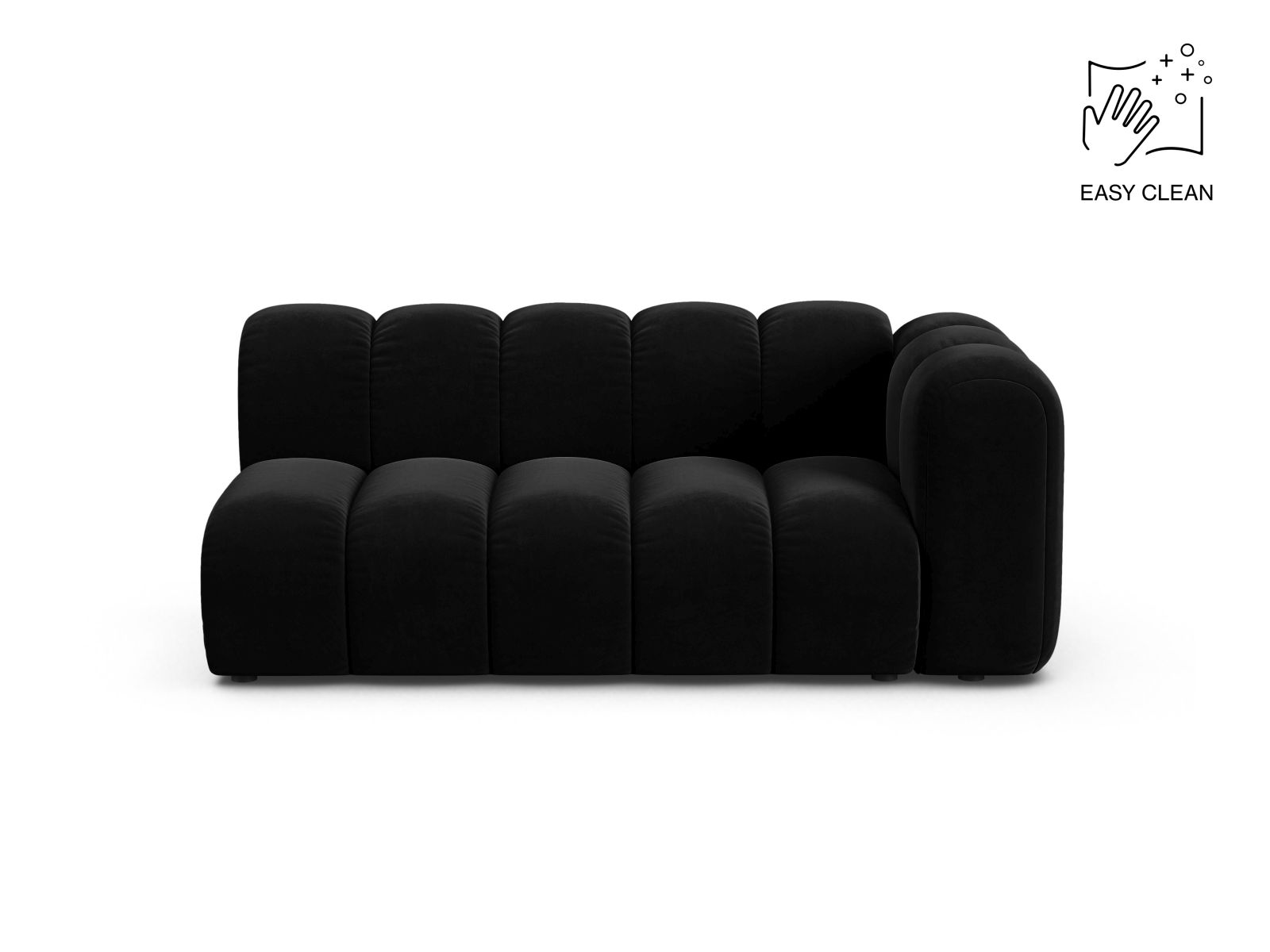 Velvet Right Modular Sofa, "Lupine", 3 Seats, 175x95x70