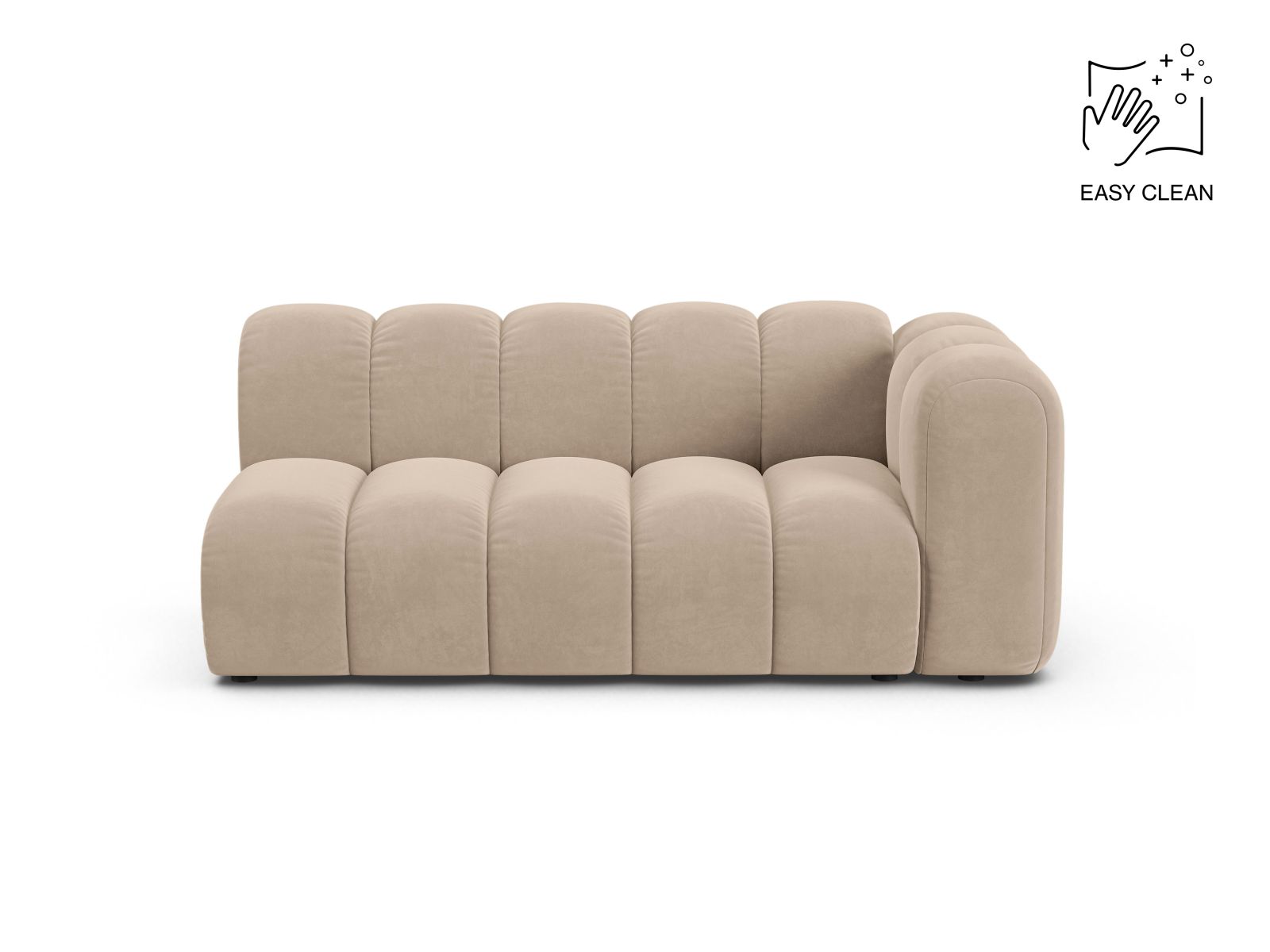 Velvet Right Modular Sofa, "Lupine", 3 Seats, 175x95x70