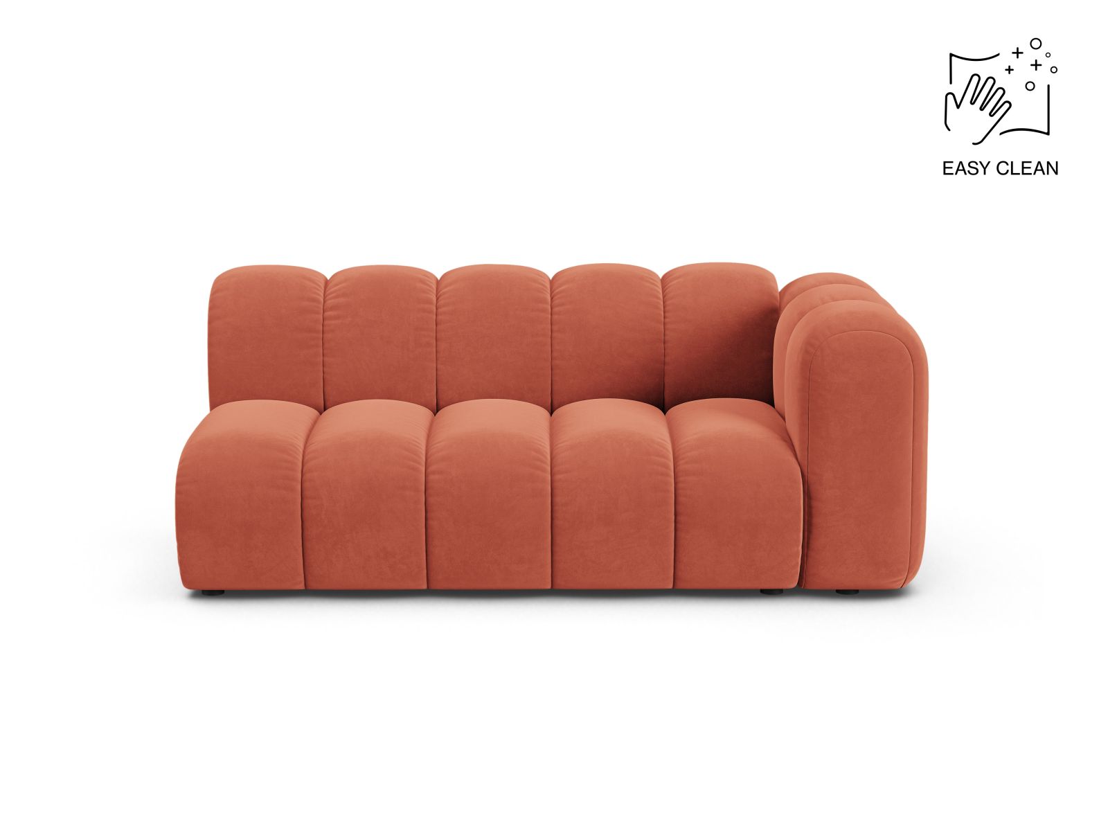 Velvet Right Modular Sofa, "Lupine", 3 Seats, 175x95x70