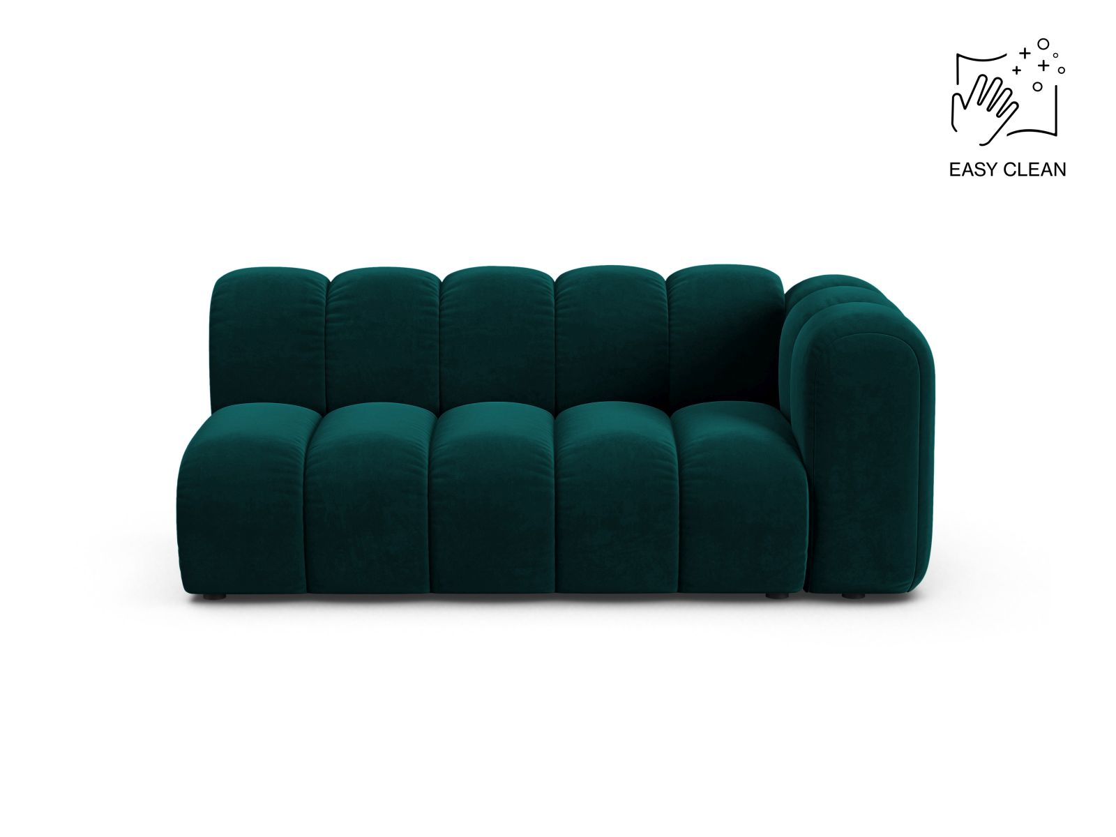 Velvet Right Modular Sofa, "Lupine", 3 Seats, 175x95x70
