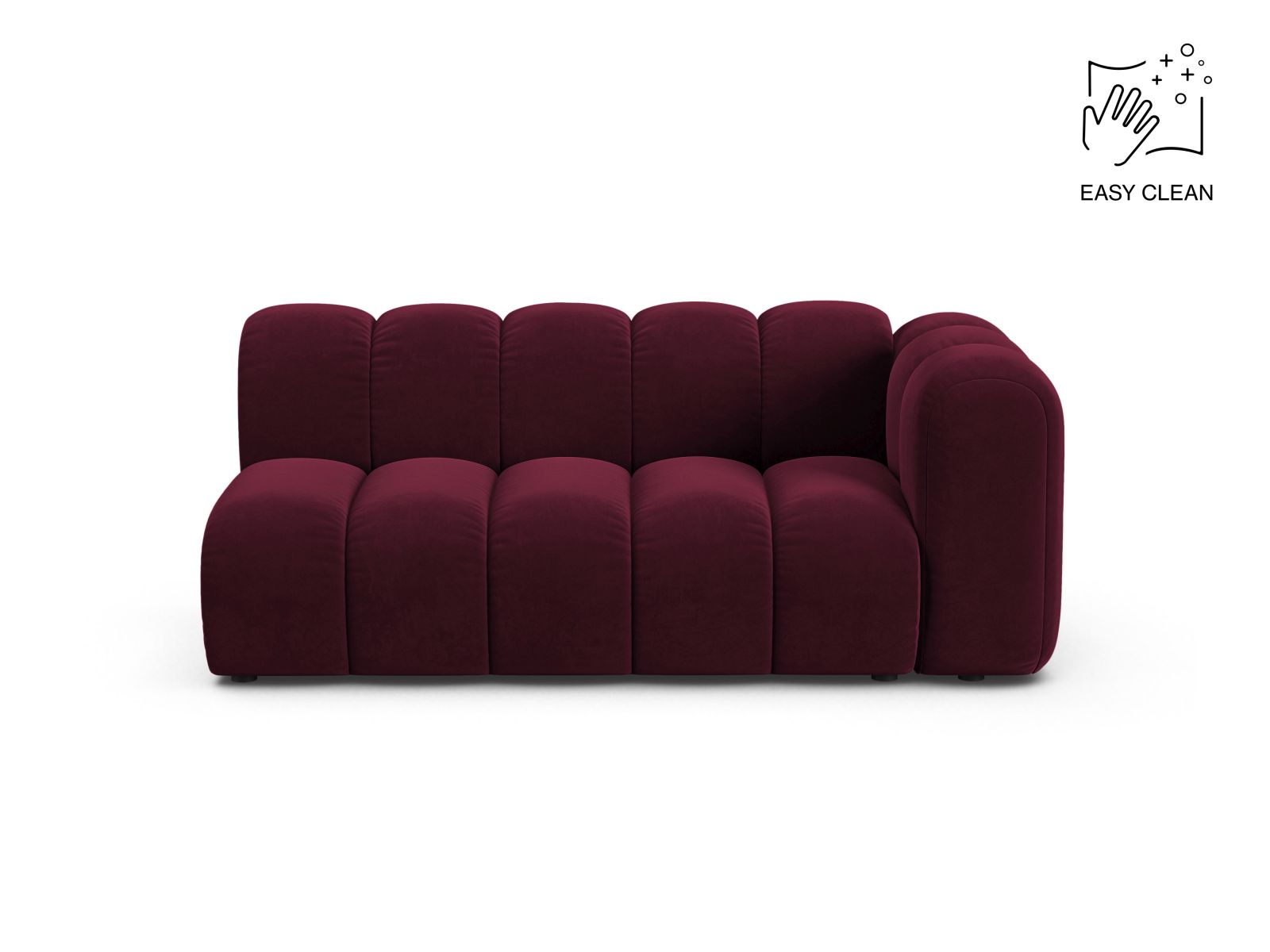 Velvet Right Modular Sofa, "Lupine", 3 Seats, 175x95x70