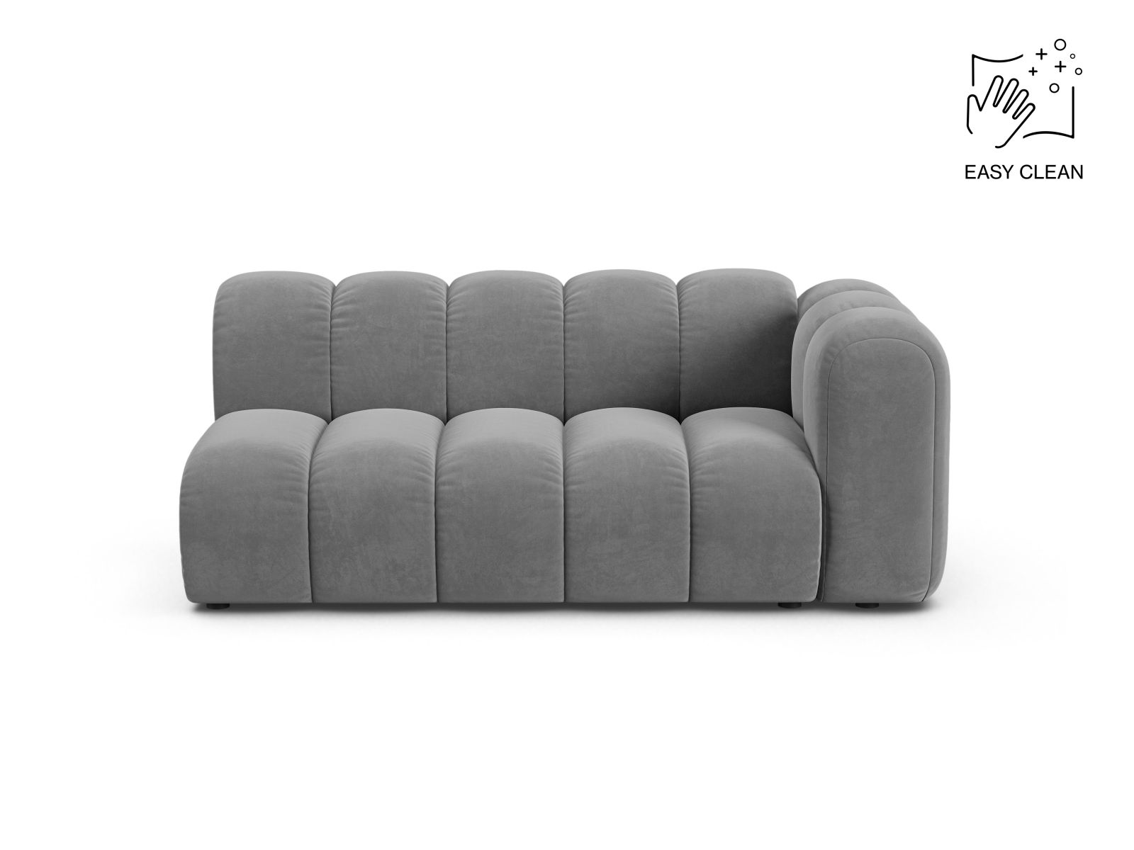 Velvet Right Modular Sofa, "Lupine", 3 Seats, 175x95x70