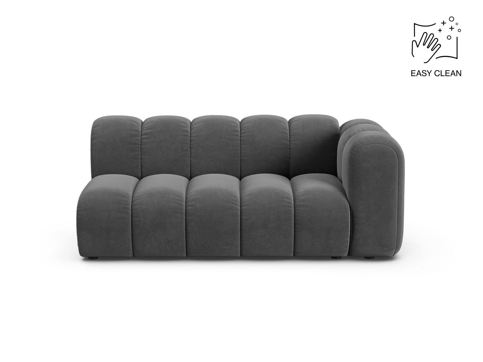 Velvet Right Modular Sofa, "Lupine", 3 Seats, 175x95x70