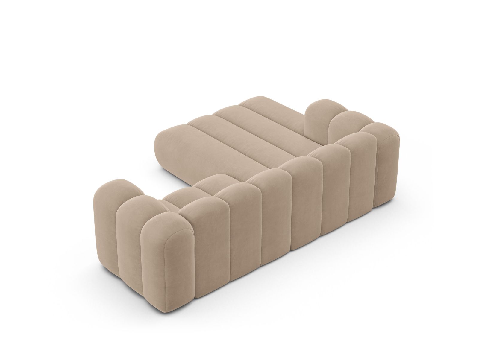 Velvet Modular Left Corner Sofa, "Lupine", 3 Seats, 230x177x70