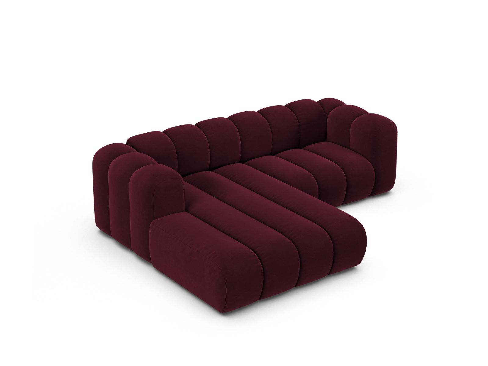 Velvet Modular Left Corner Sofa, "Lupine", 3 Seats, 230x177x70