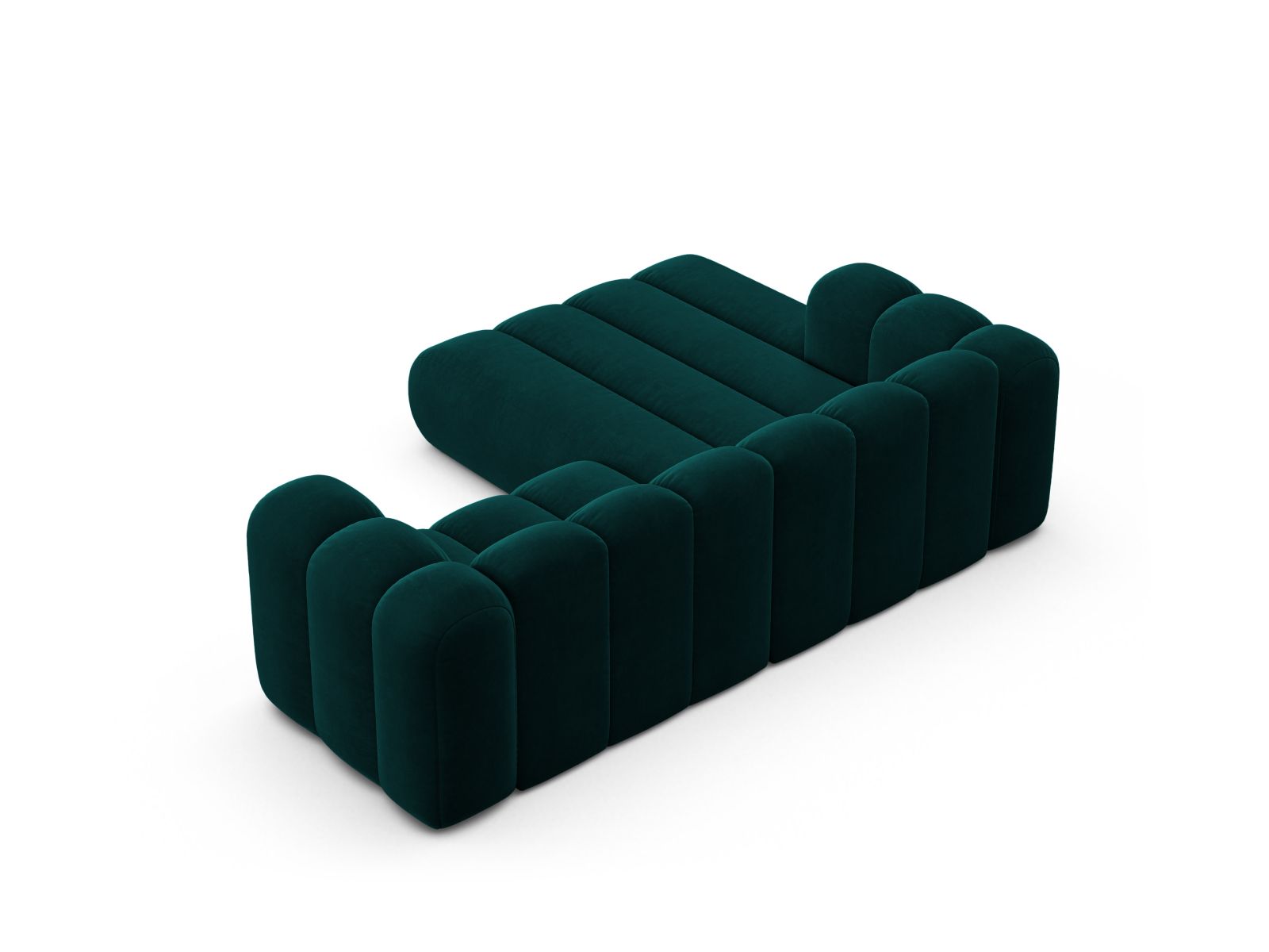 Velvet Modular Left Corner Sofa, "Lupine", 3 Seats, 230x177x70