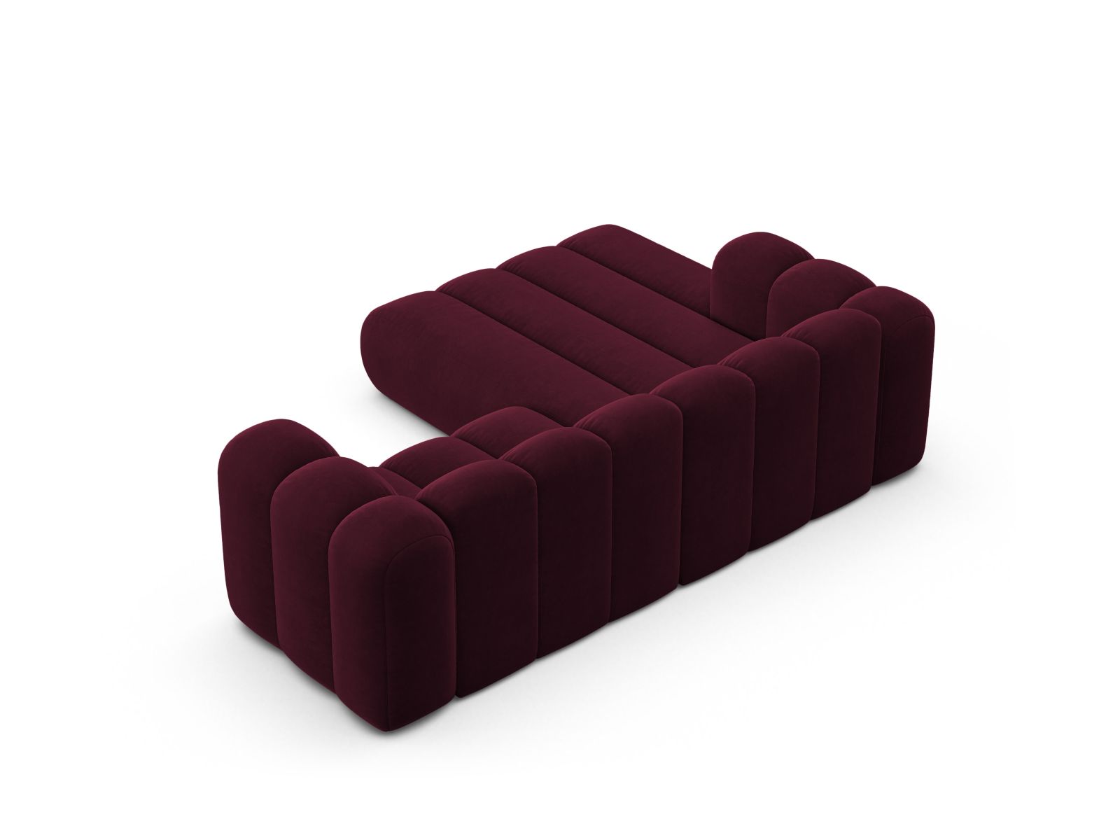 Velvet Modular Left Corner Sofa, "Lupine", 3 Seats, 230x177x70