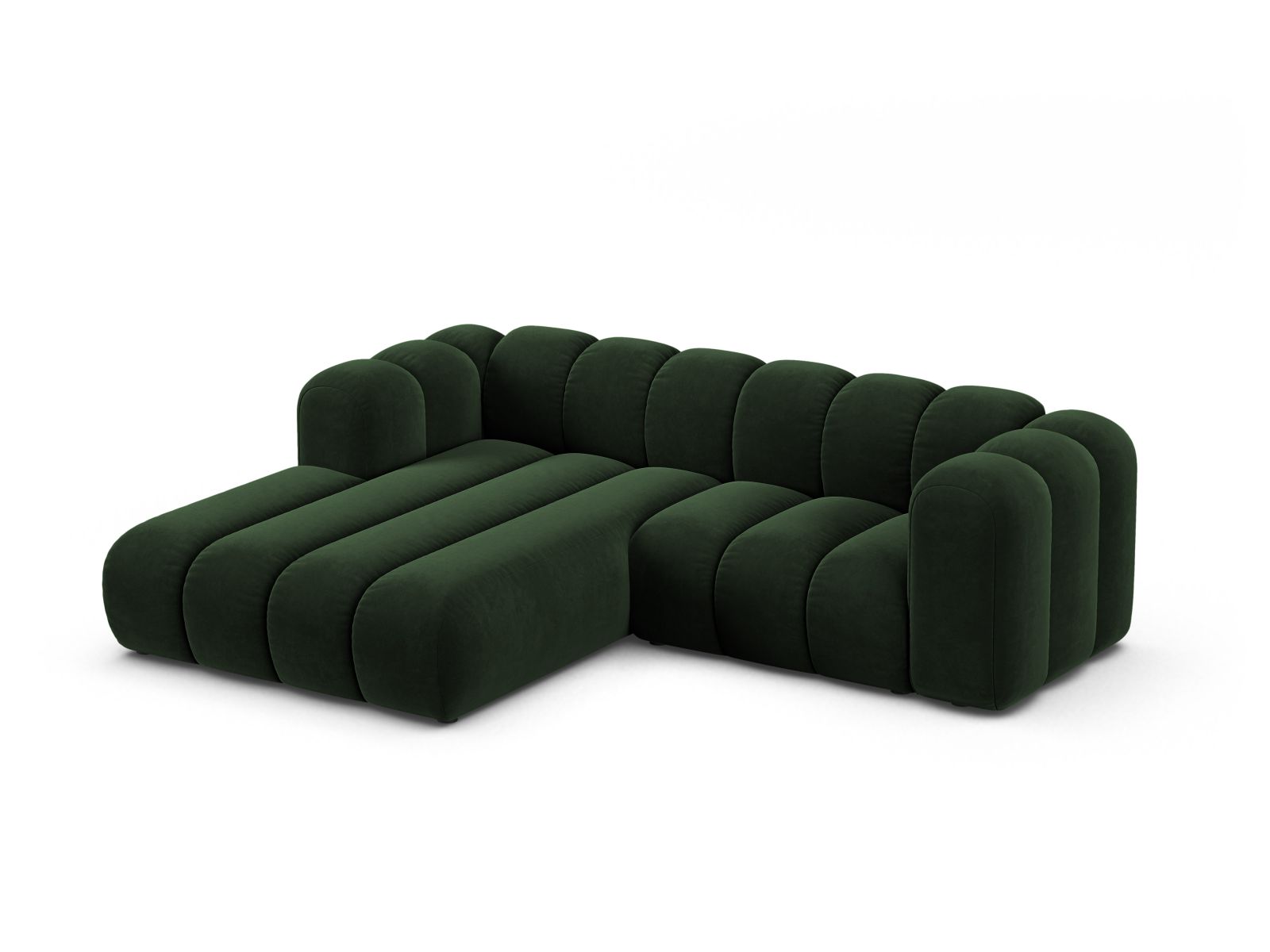 Velvet Modular Left Corner Sofa, "Lupine", 3 Seats, 230x177x70