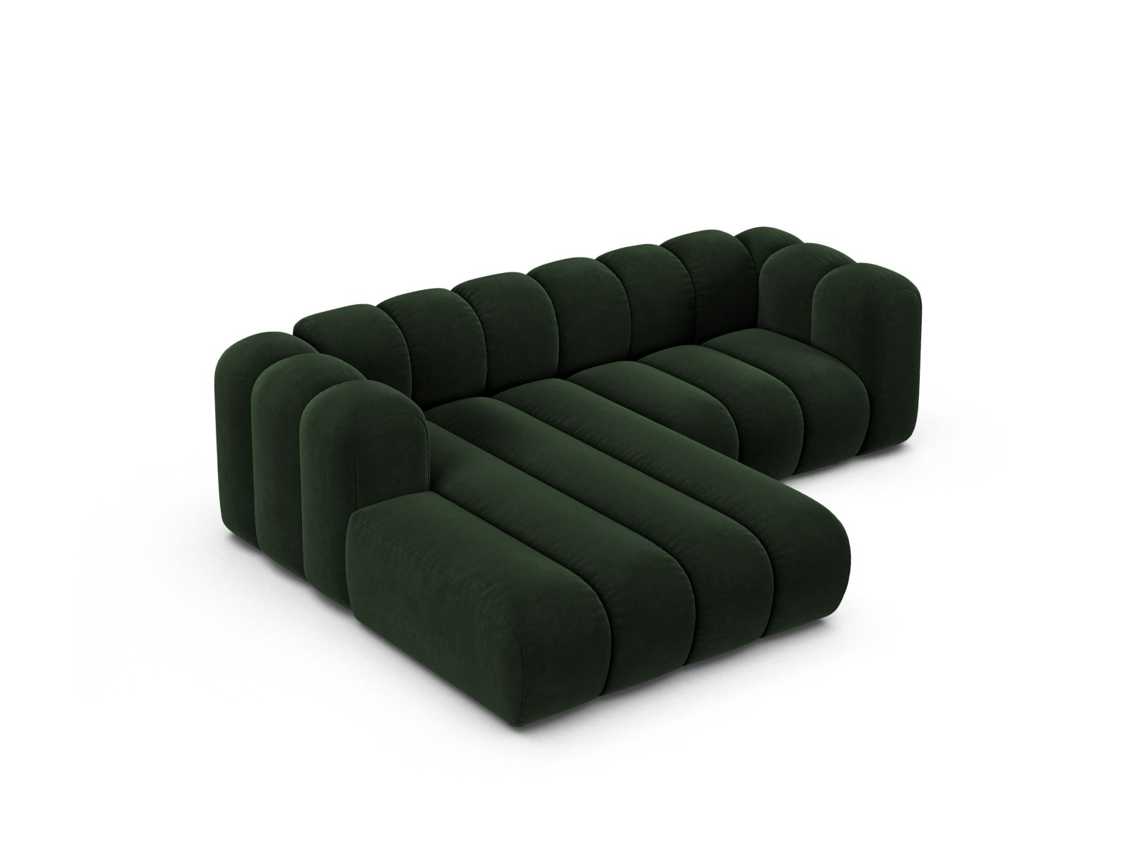 Velvet Modular Left Corner Sofa, "Lupine", 3 Seats, 230x177x70