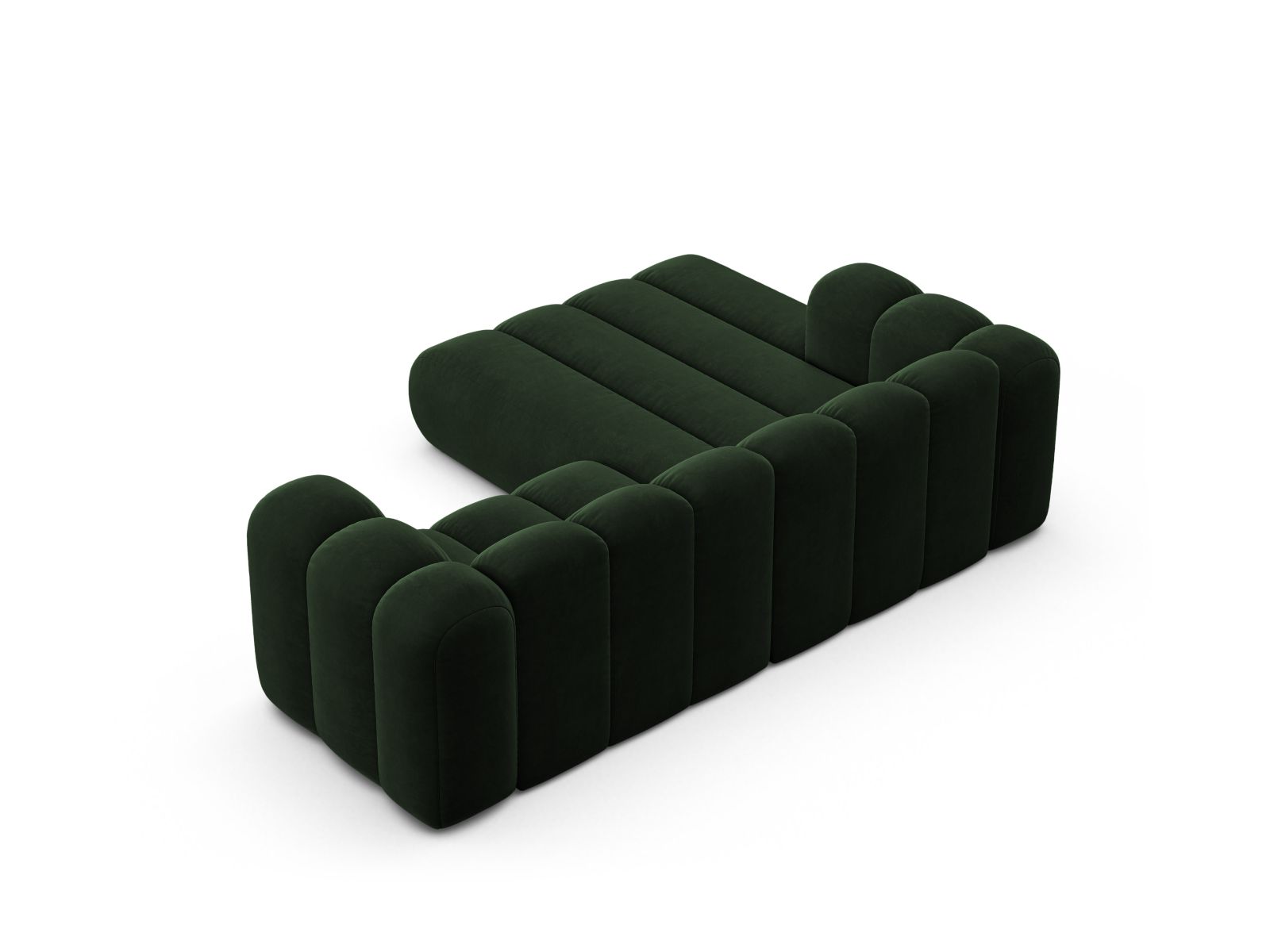 Velvet Modular Left Corner Sofa, "Lupine", 3 Seats, 230x177x70