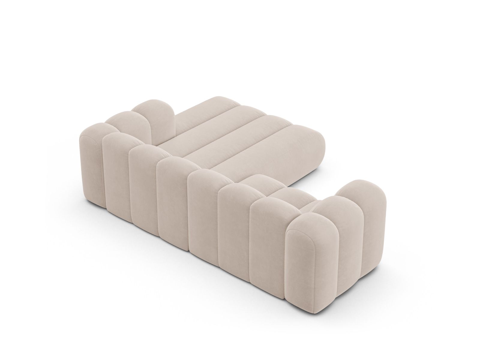 Velvet Modular Right Corner Sofa, "Lupine", 3 Seats, 230x177x70