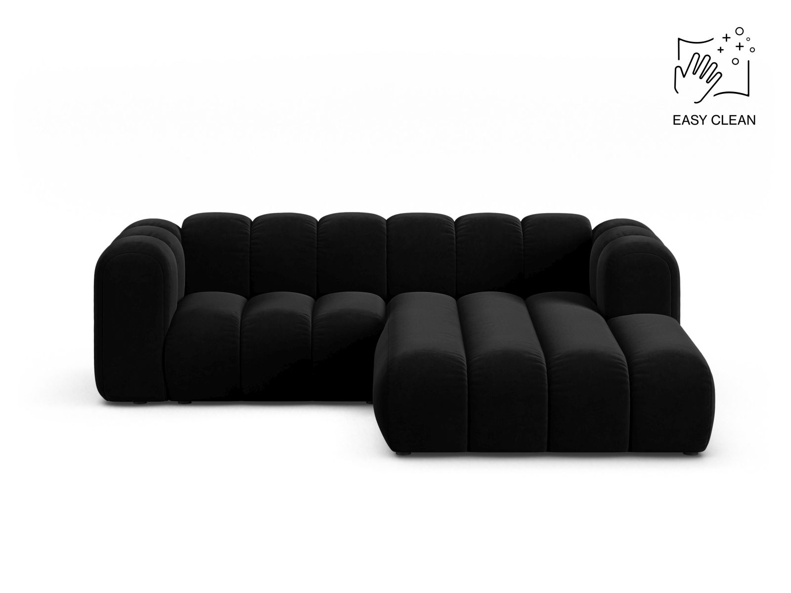 Velvet Modular Right Corner Sofa, "Lupine", 3 Seats, 230x177x70
