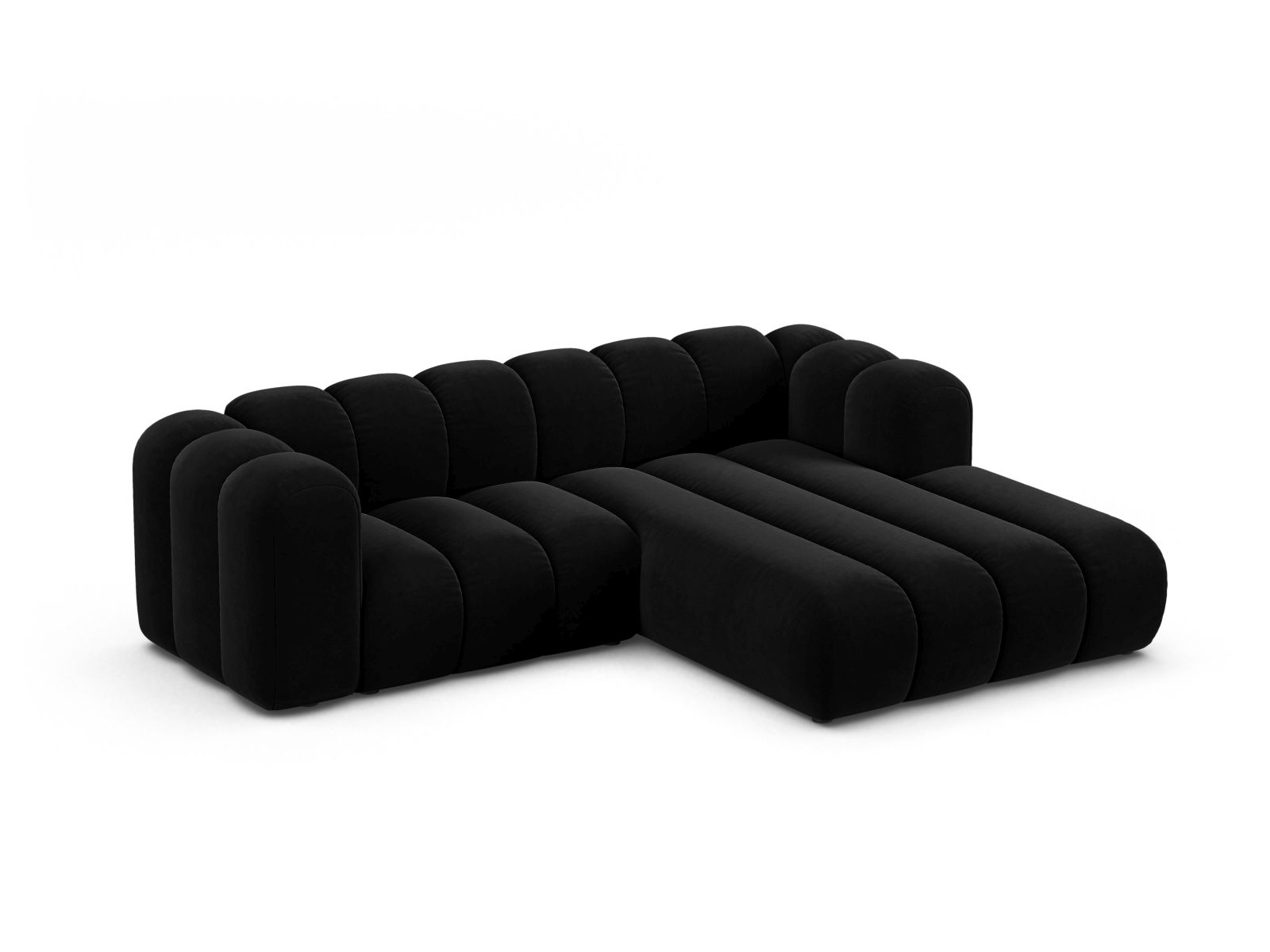 Velvet Modular Right Corner Sofa, "Lupine", 3 Seats, 230x177x70