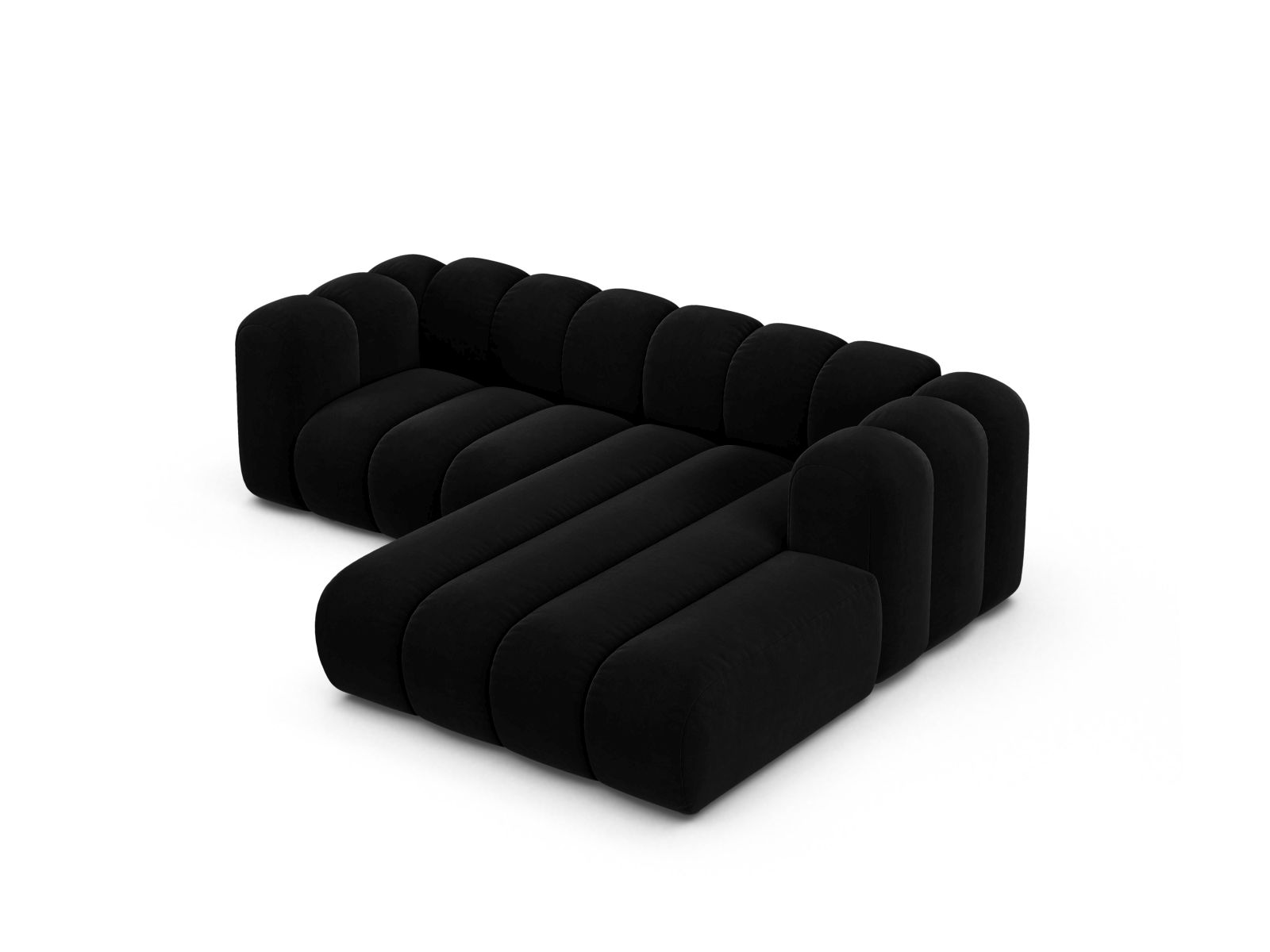 Velvet Modular Right Corner Sofa, "Lupine", 3 Seats, 230x177x70