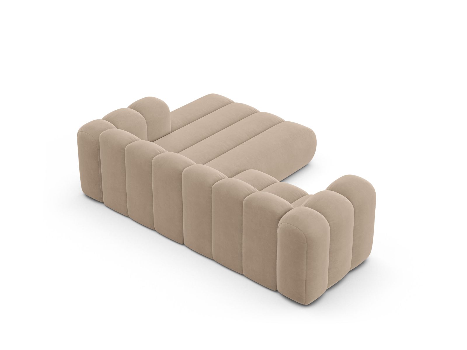 Velvet Modular Right Corner Sofa, "Lupine", 3 Seats, 230x177x70