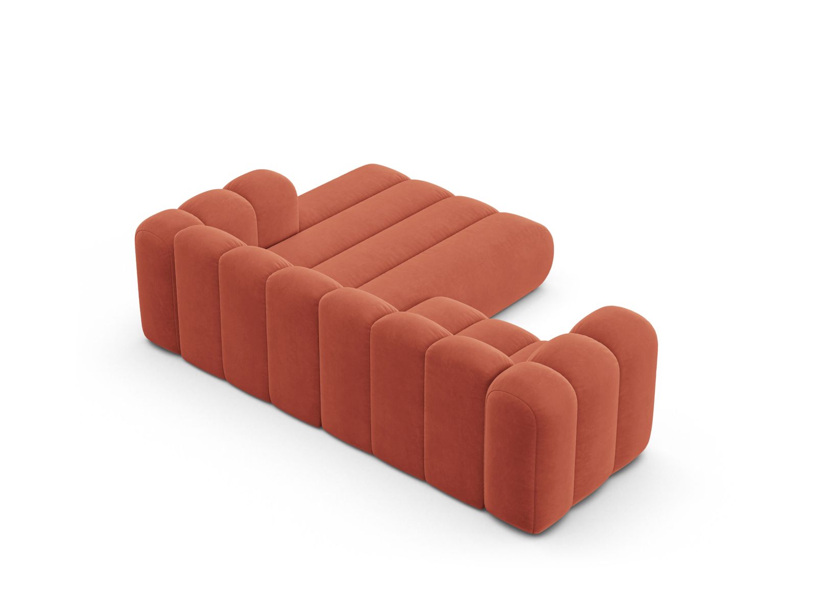 Velvet Modular Right Corner Sofa, "Lupine", 3 Seats, 230x177x70