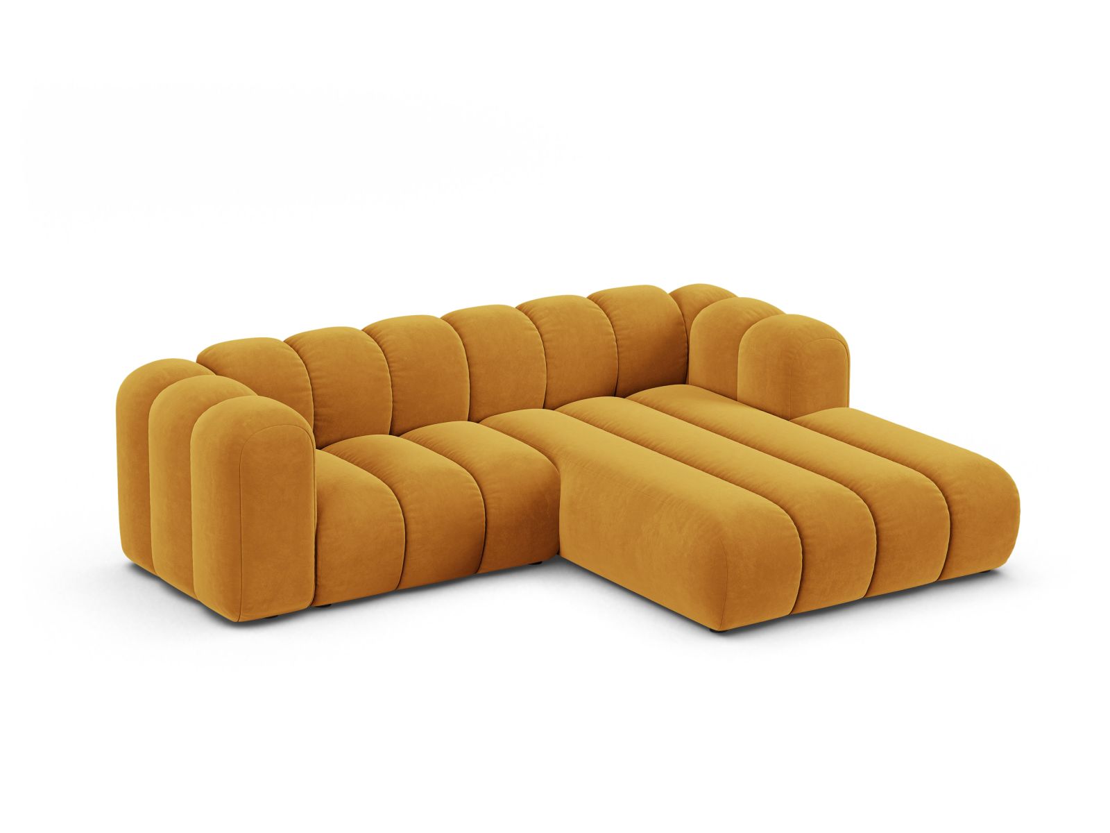Velvet Modular Right Corner Sofa, "Lupine", 3 Seats, 230x177x70