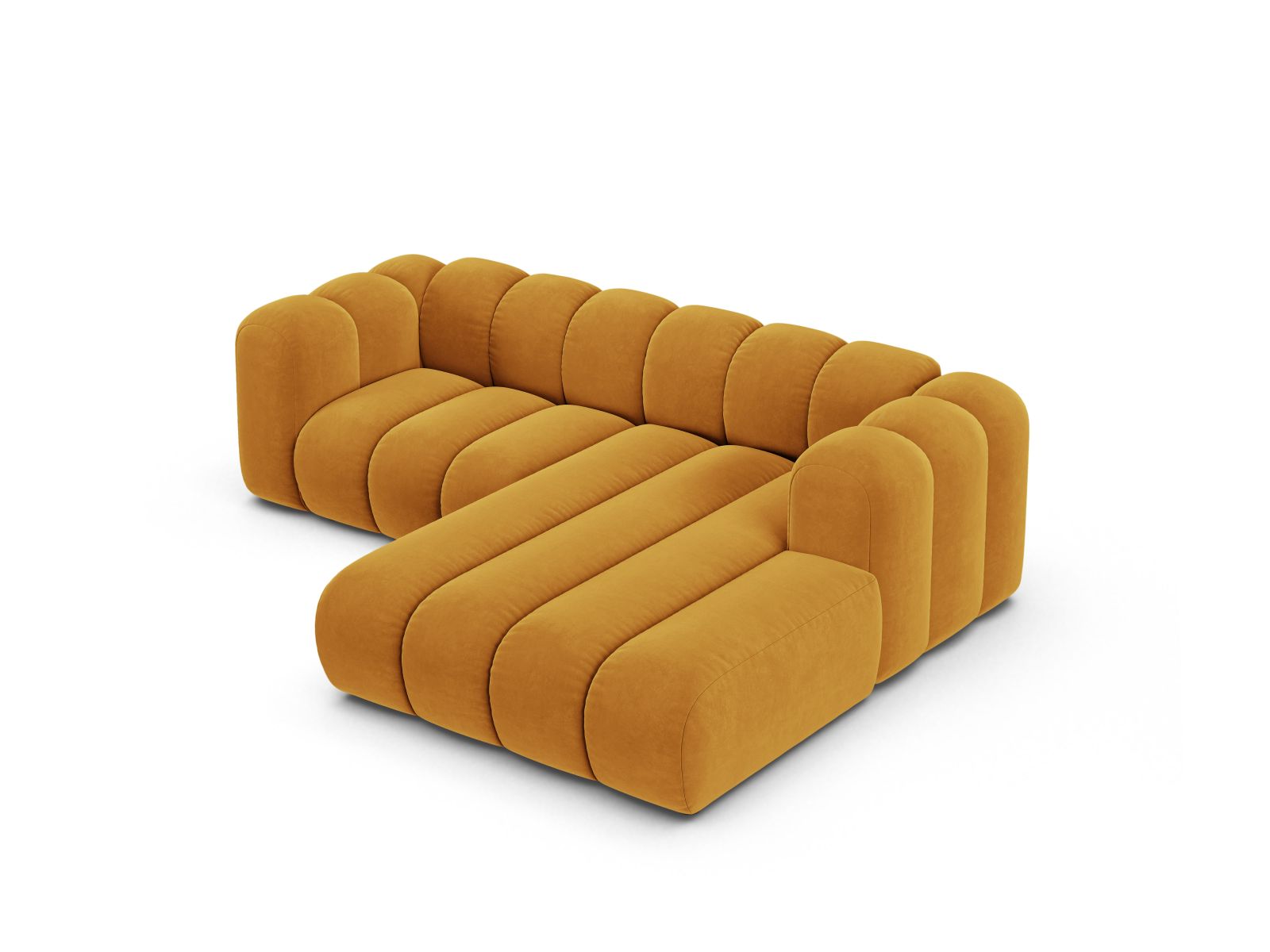 Velvet Modular Right Corner Sofa, "Lupine", 3 Seats, 230x177x70