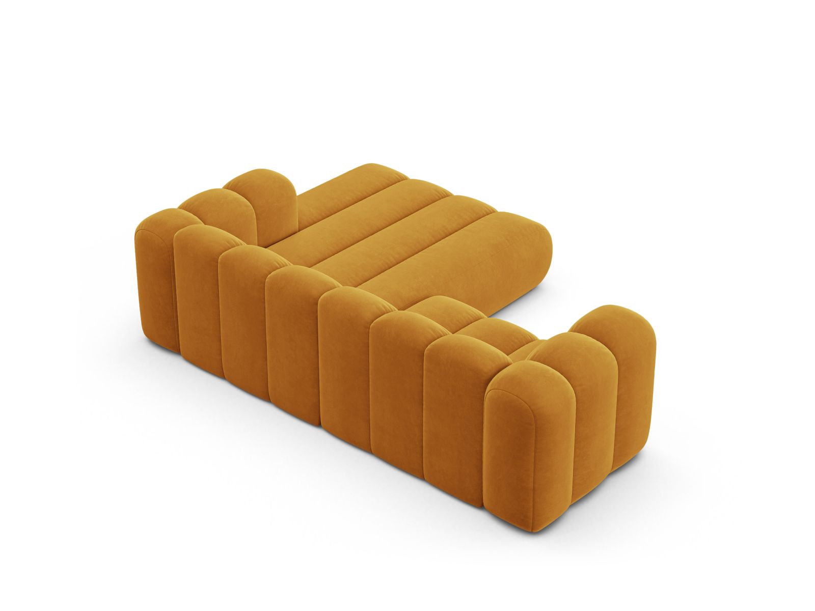 Velvet Modular Right Corner Sofa, "Lupine", 3 Seats, 230x177x70
