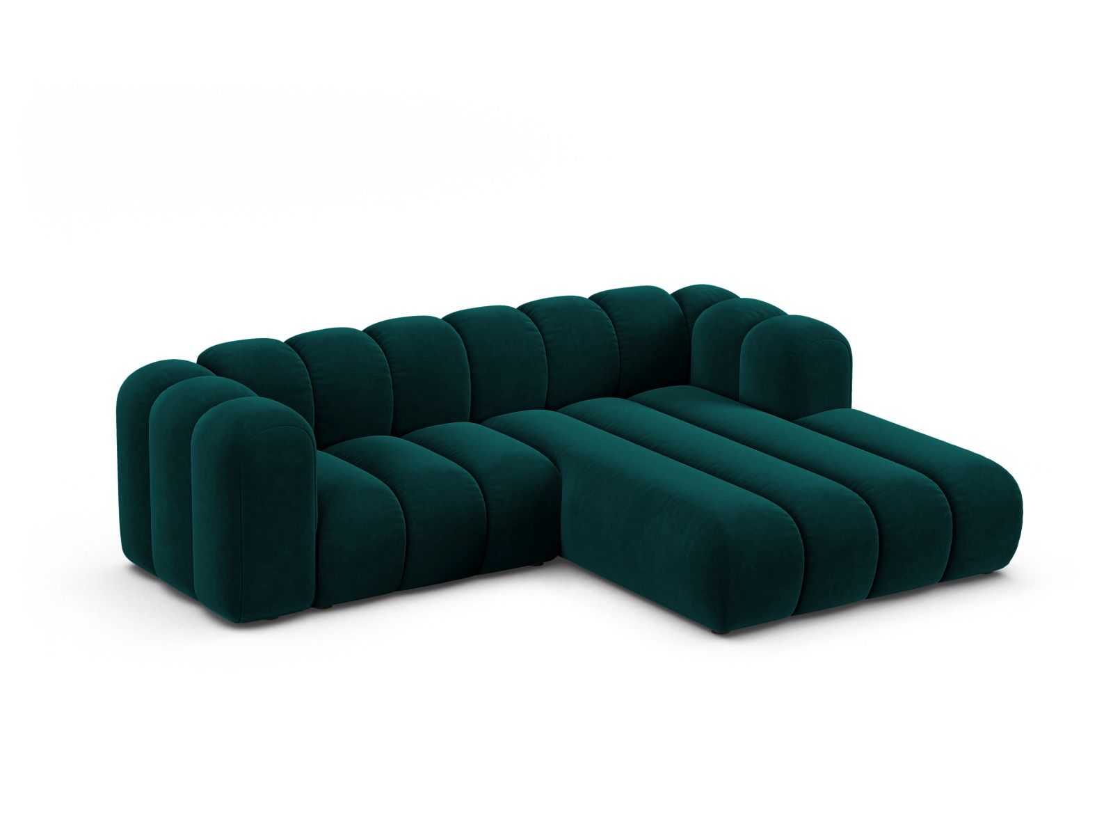 Velvet Modular Right Corner Sofa, "Lupine", 3 Seats, 230x177x70