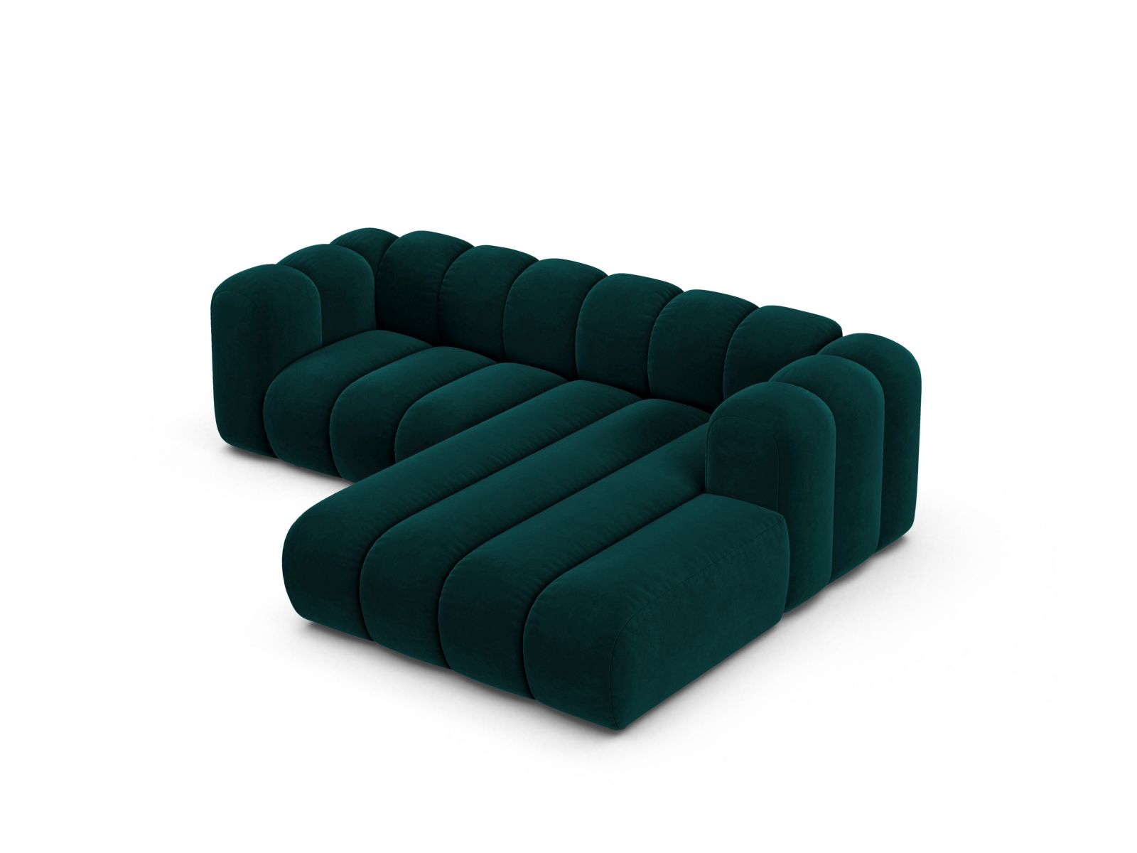 Velvet Modular Right Corner Sofa, "Lupine", 3 Seats, 230x177x70