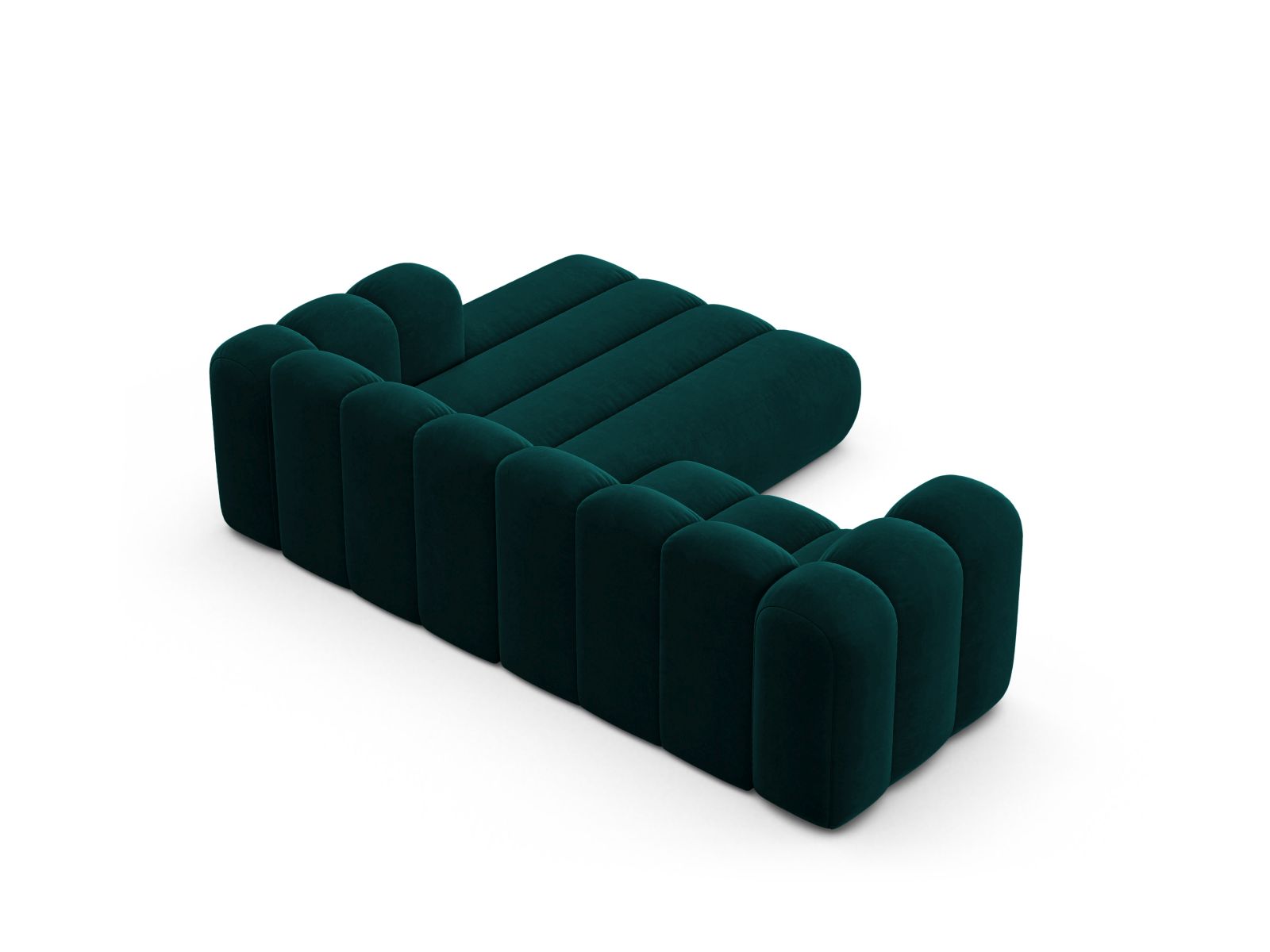 Velvet Modular Right Corner Sofa, "Lupine", 3 Seats, 230x177x70