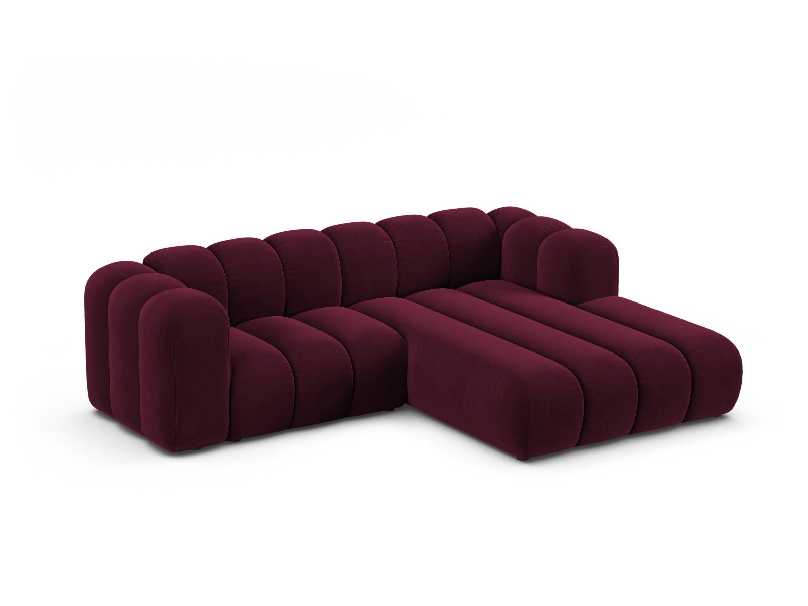 Velvet Modular Right Corner Sofa, "Lupine", 3 Seats, 230x177x70
