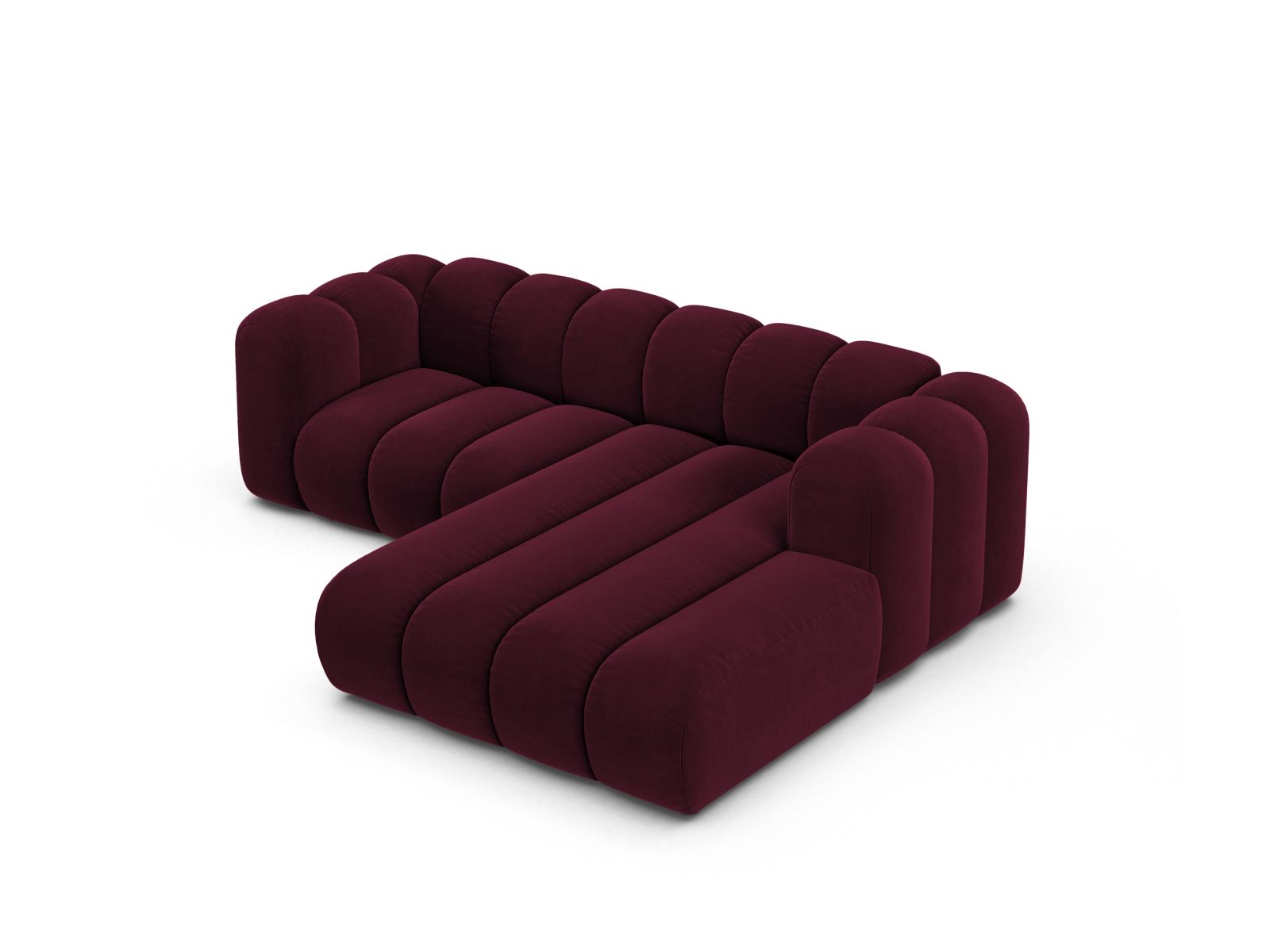 Velvet Modular Right Corner Sofa, "Lupine", 3 Seats, 230x177x70