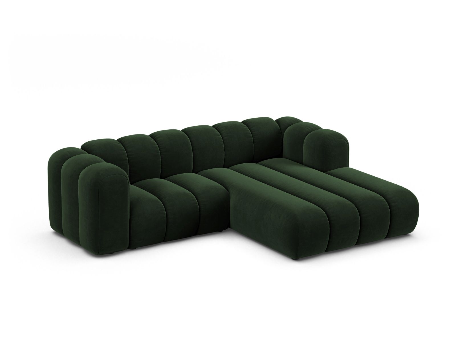 Velvet Modular Right Corner Sofa, "Lupine", 3 Seats, 230x177x70