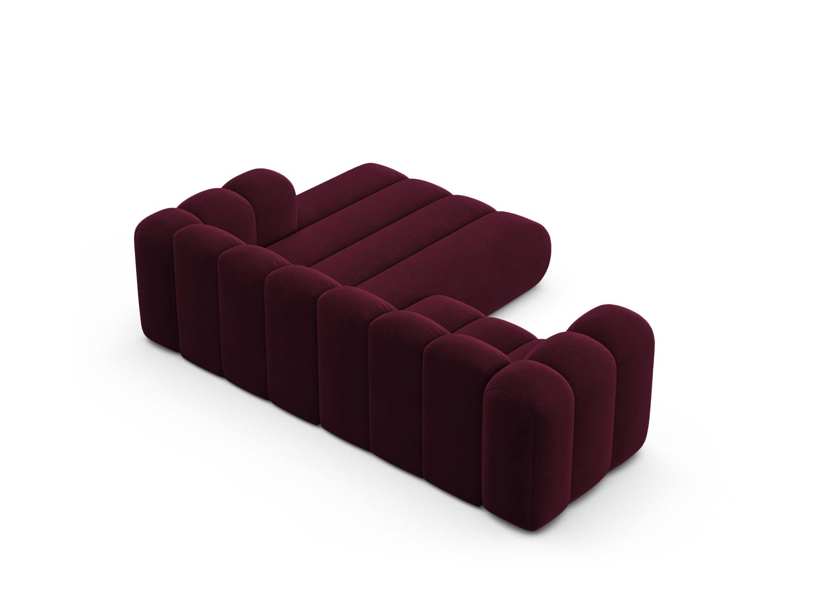 Velvet Modular Right Corner Sofa, "Lupine", 3 Seats, 230x177x70