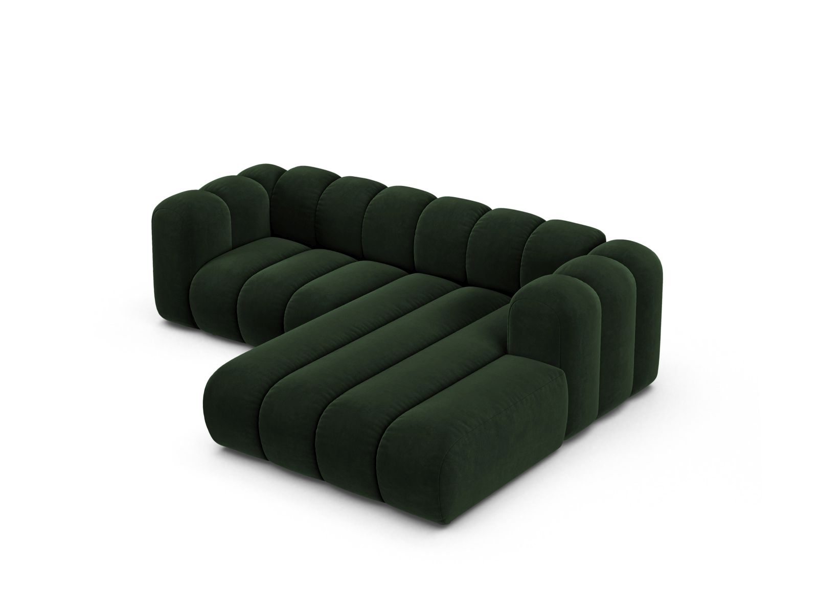 Velvet Modular Right Corner Sofa, "Lupine", 3 Seats, 230x177x70