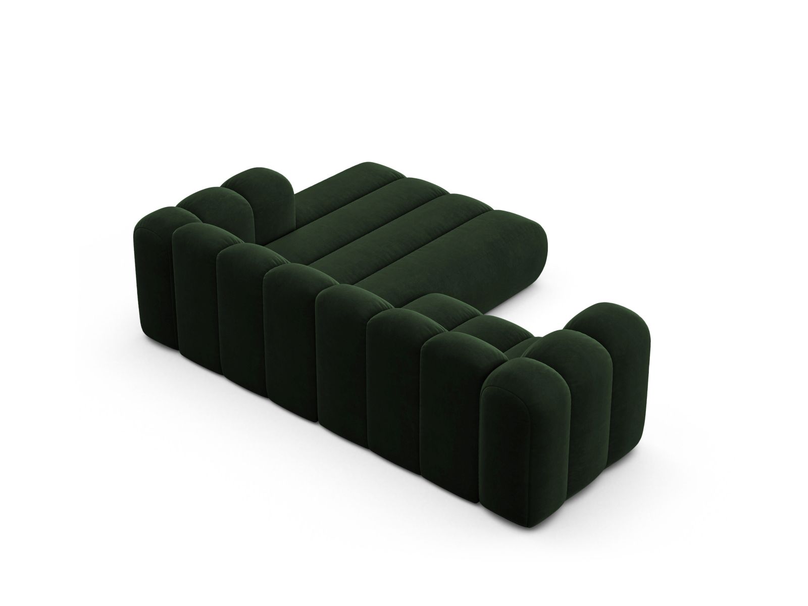 Velvet Modular Right Corner Sofa, "Lupine", 3 Seats, 230x177x70