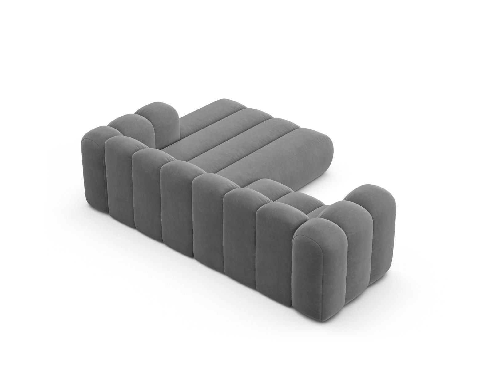 Velvet Modular Right Corner Sofa, "Lupine", 3 Seats, 230x177x70
