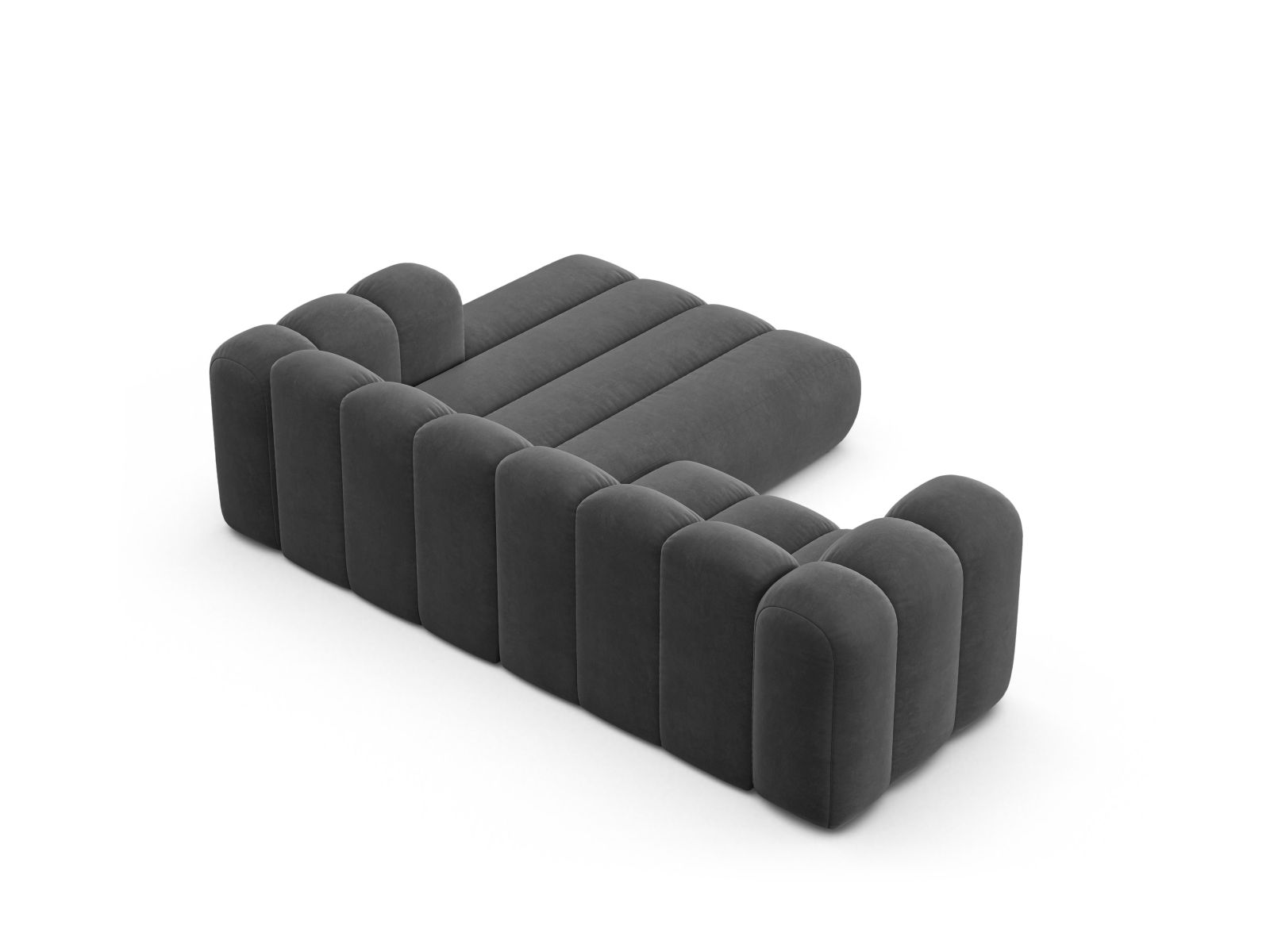 Velvet Modular Right Corner Sofa, "Lupine", 3 Seats, 230x177x70