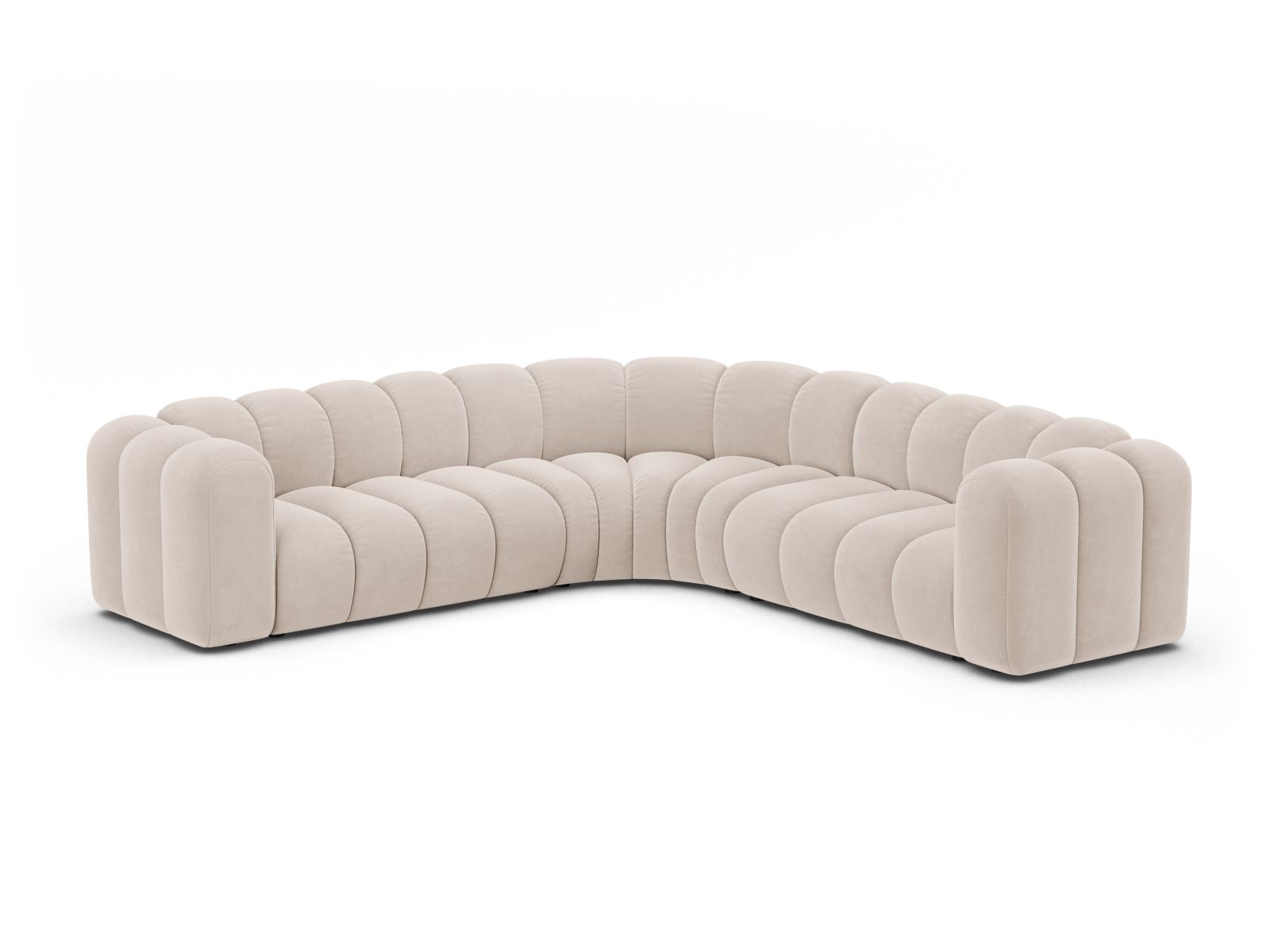 Velvet Symmetrical Modular Corner Sofa, "Lupine", 6 Seats, 280x280x70