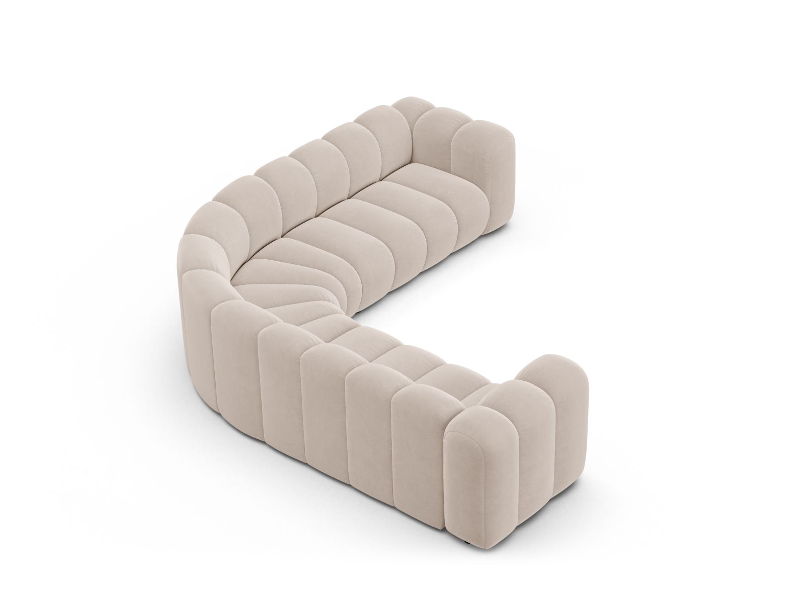 Velvet Symmetrical Modular Corner Sofa, "Lupine", 6 Seats, 280x280x70