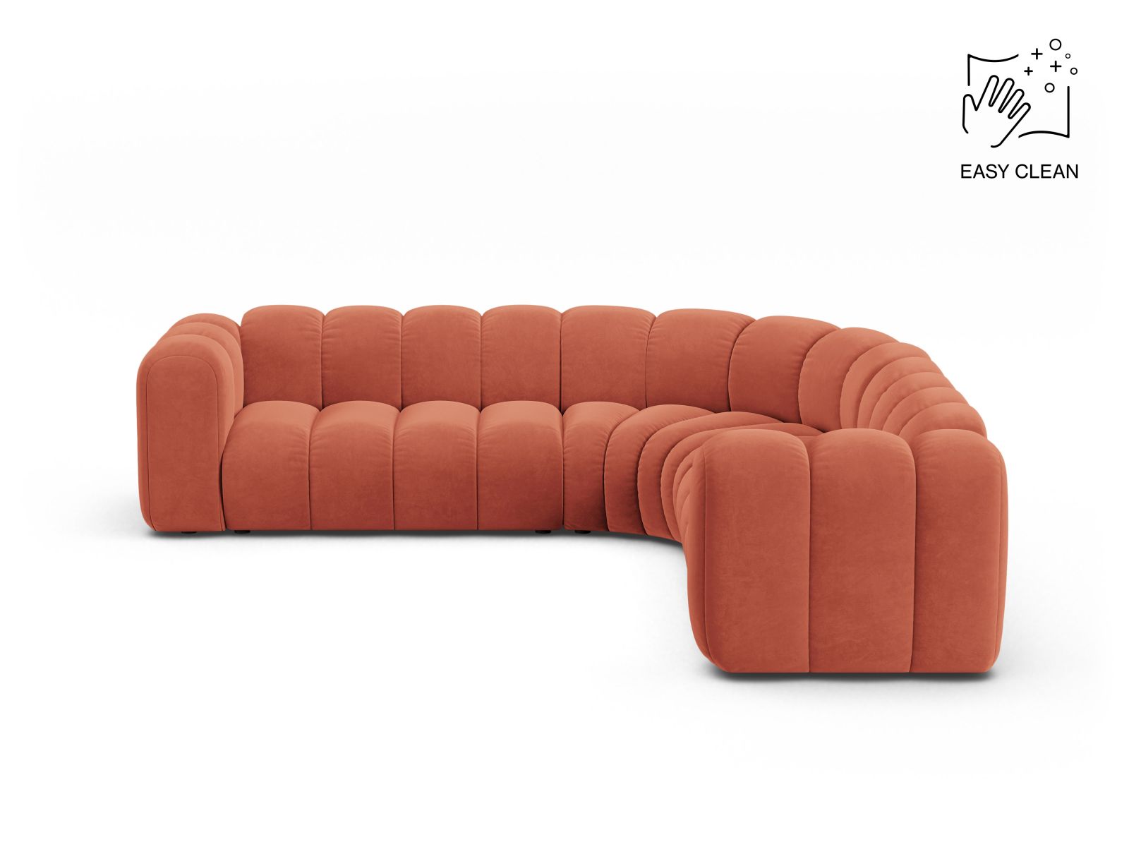 Velvet Symmetrical Modular Corner Sofa, "Lupine", 6 Seats, 280x280x70