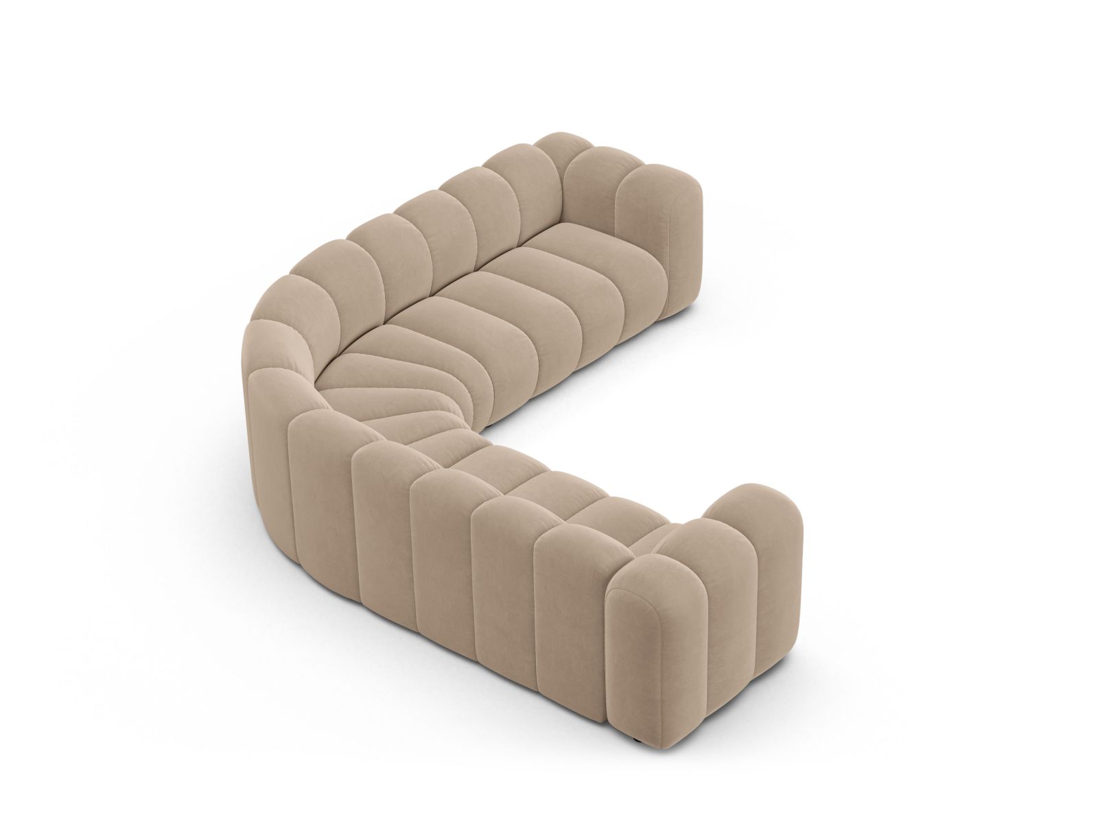 Velvet Symmetrical Modular Corner Sofa, "Lupine", 6 Seats, 280x280x70