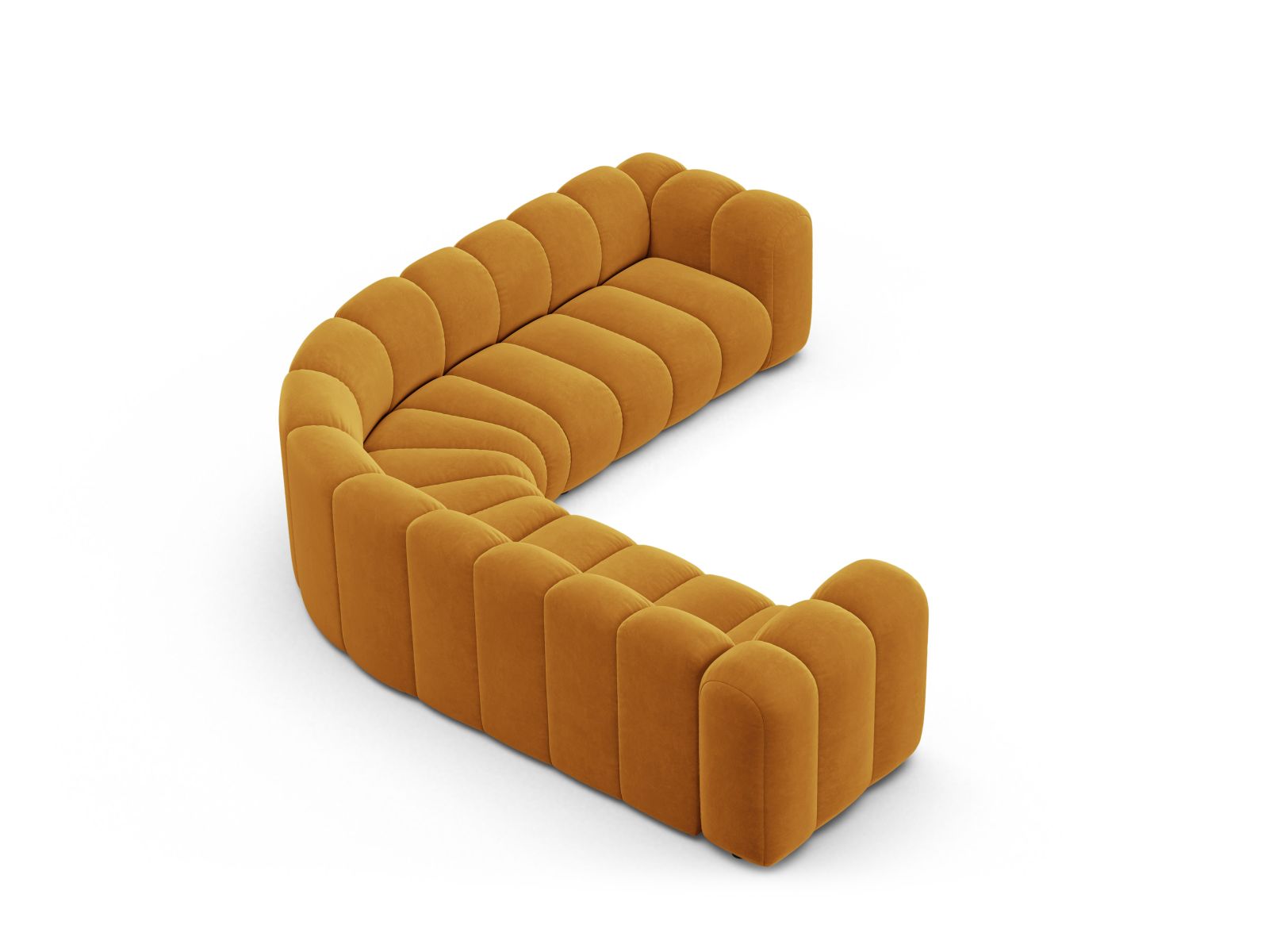 Velvet Symmetrical Modular Corner Sofa, "Lupine", 6 Seats, 280x280x70