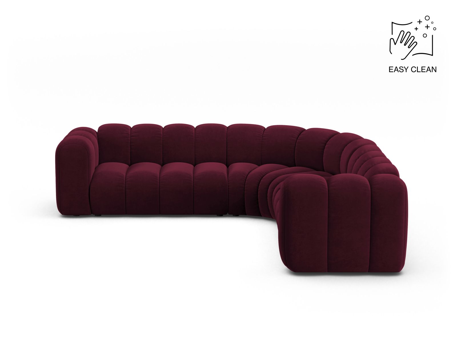 Velvet Symmetrical Modular Corner Sofa, "Lupine", 6 Seats, 280x280x70