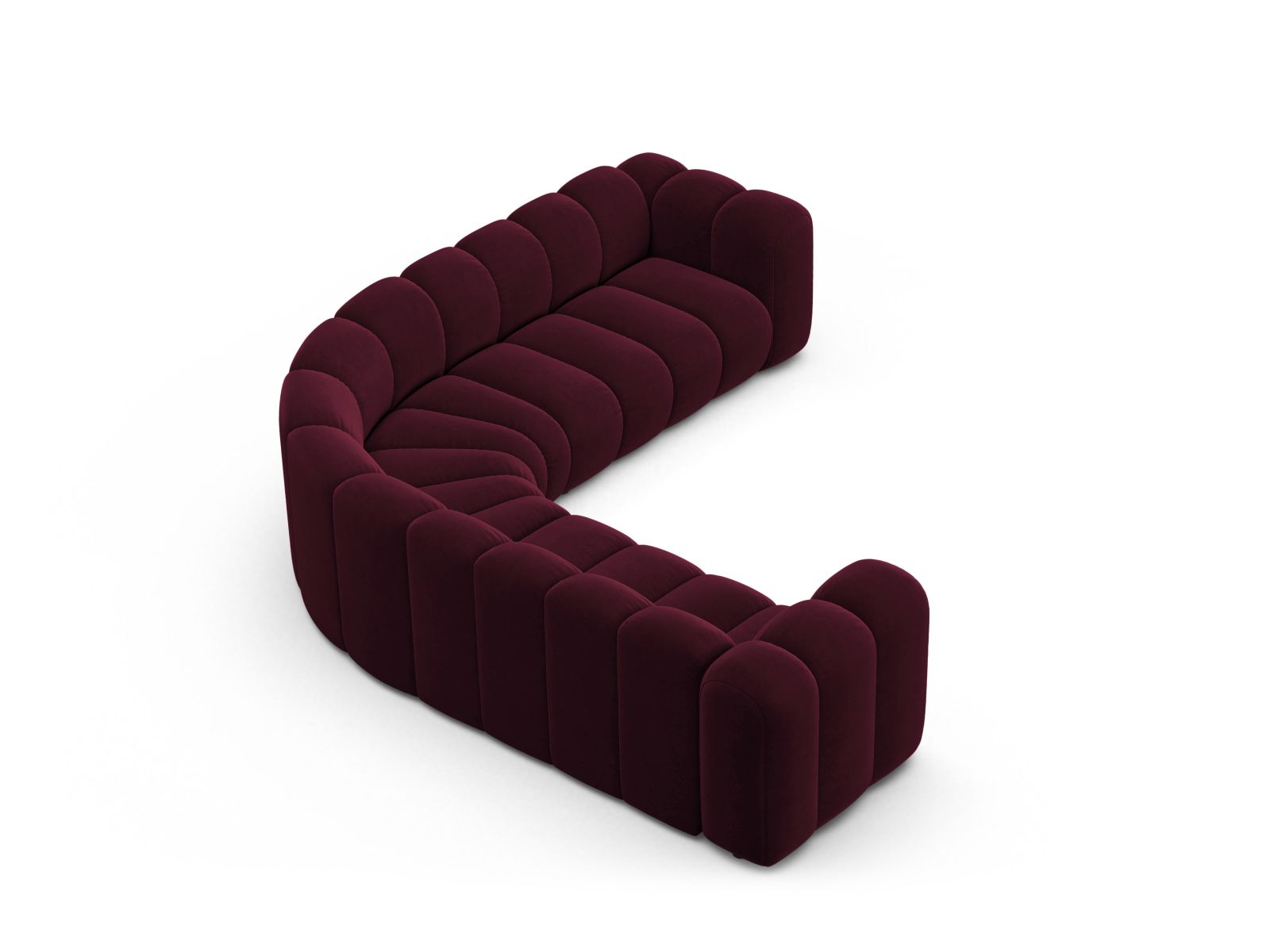 Velvet Symmetrical Modular Corner Sofa, "Lupine", 6 Seats, 280x280x70