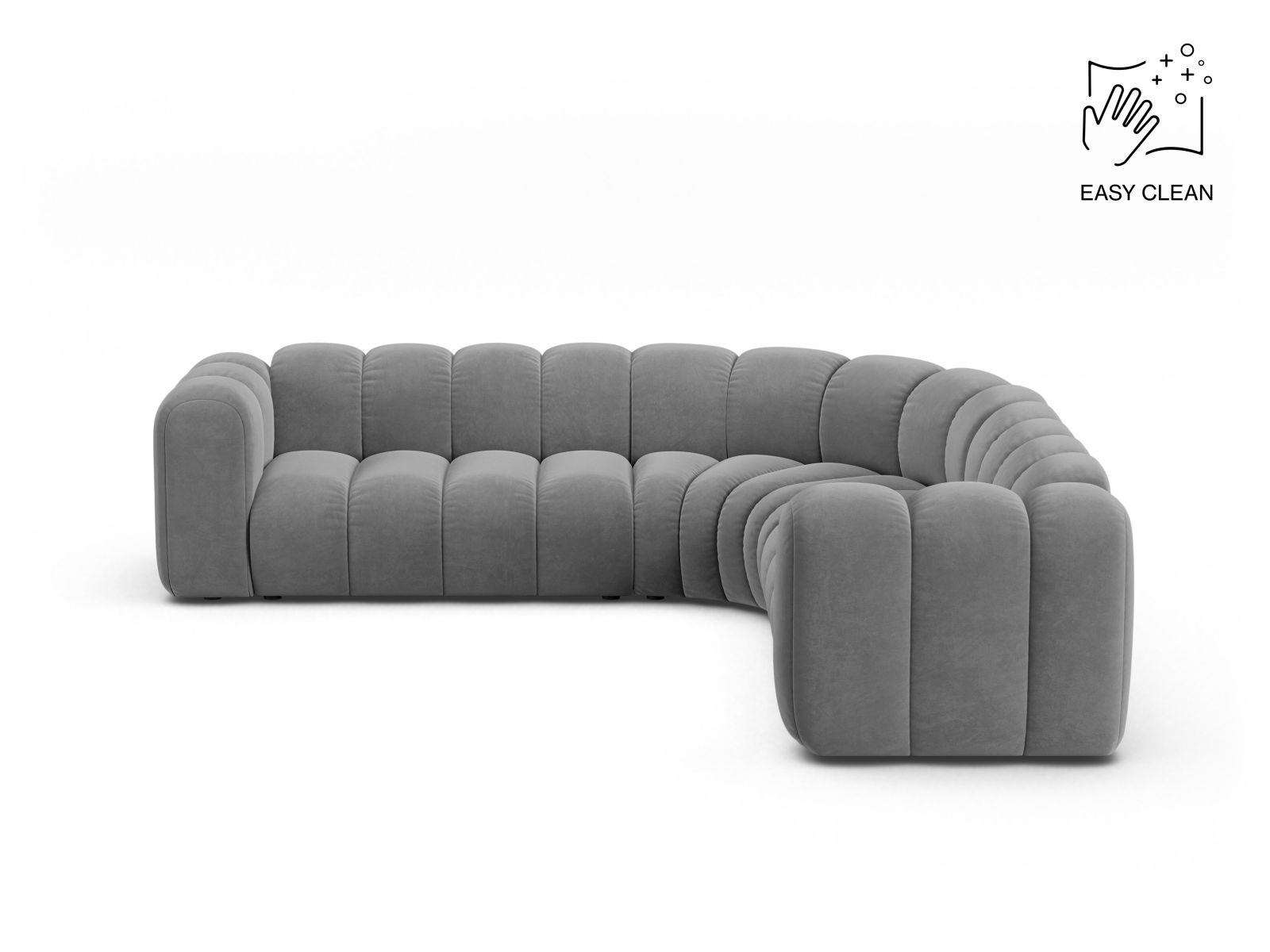 Velvet Symmetrical Modular Corner Sofa, "Lupine", 6 Seats, 280x280x70