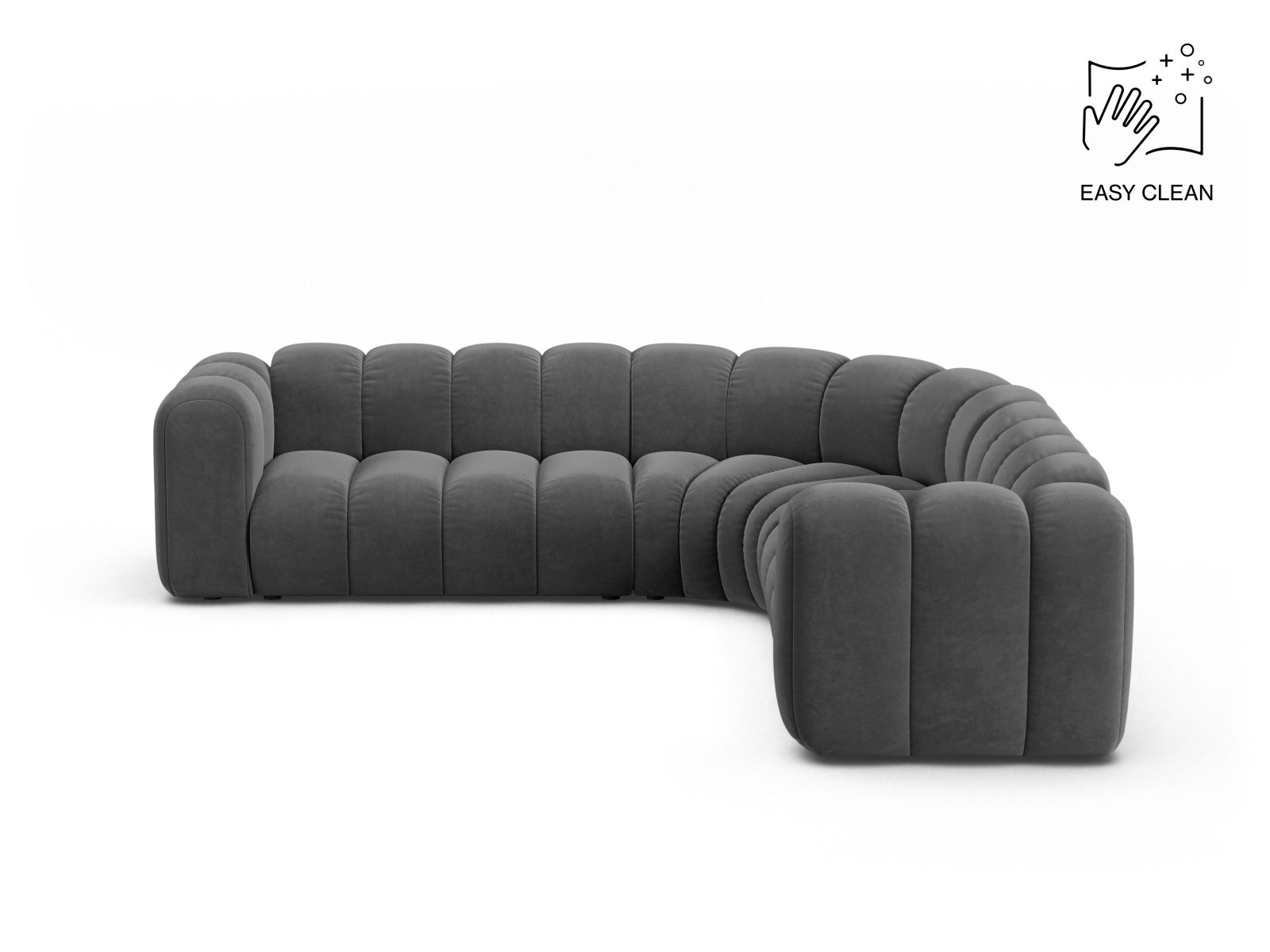 Velvet Symmetrical Modular Corner Sofa, "Lupine", 6 Seats, 280x280x70