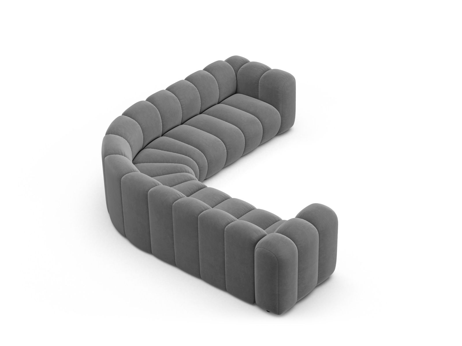 Velvet Symmetrical Modular Corner Sofa, "Lupine", 6 Seats, 280x280x70